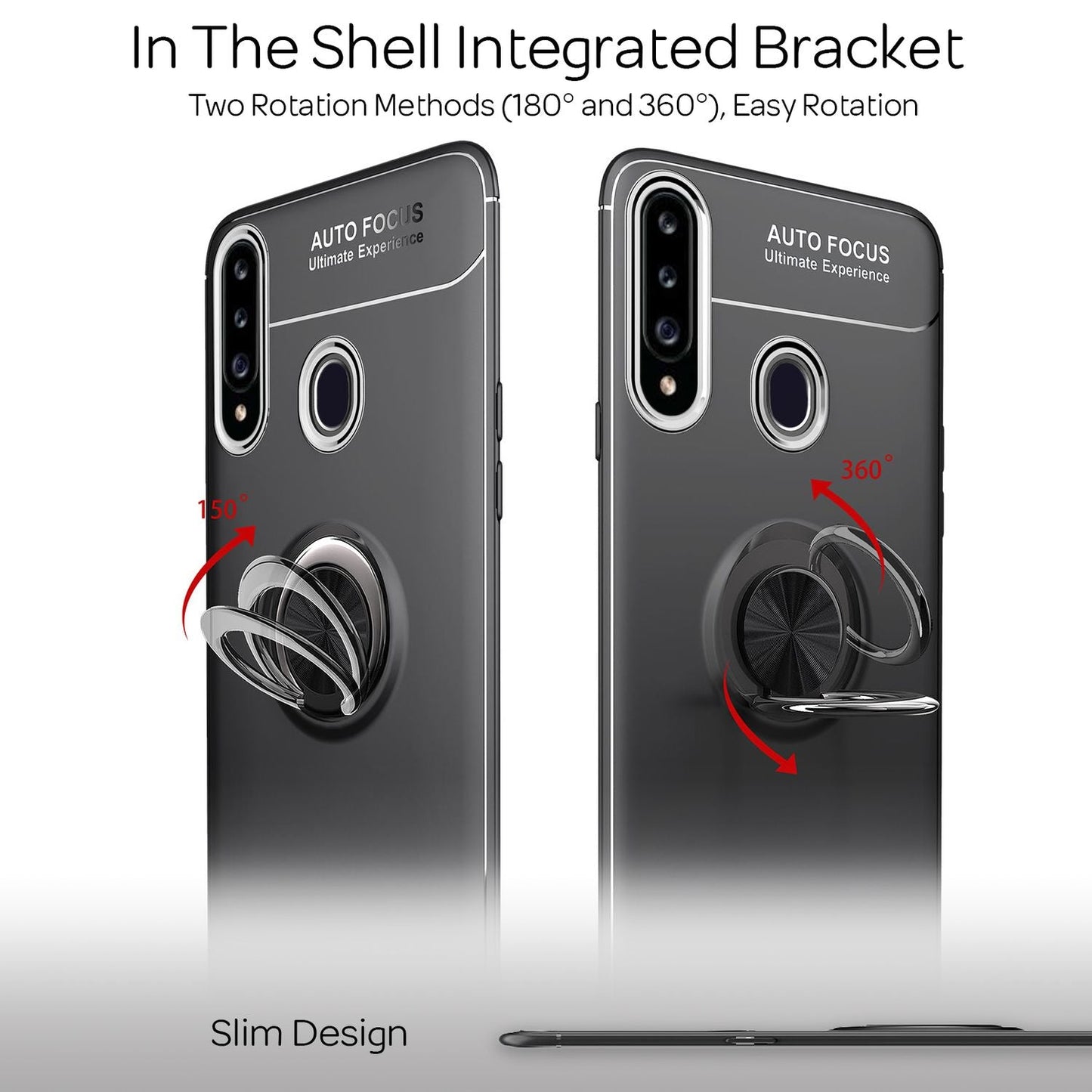 NALIA Ring símahulstur fyrir Samsung Galaxy A20s, verndandi símahulstur með stuðara