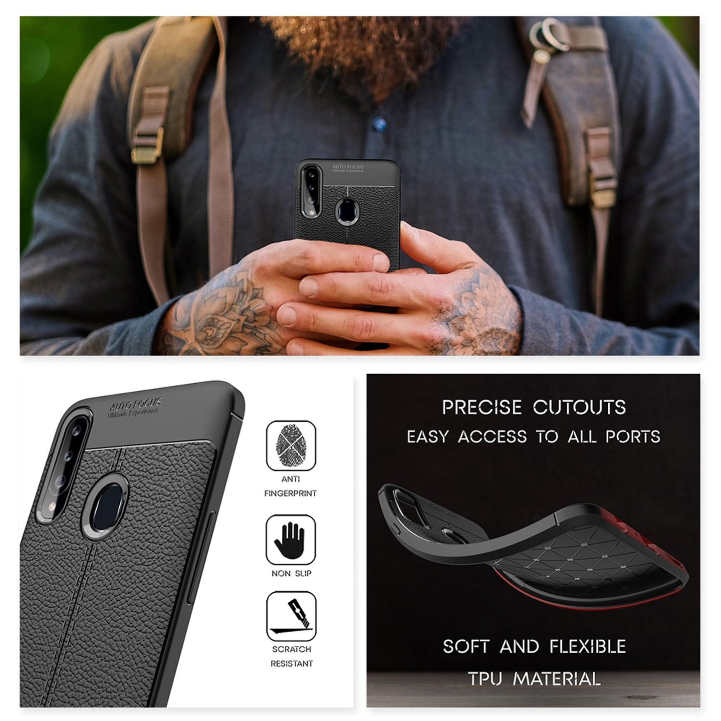 NALIA Design símahulstur fyrir Samsung Galaxy A20s, leðurlíkt hulstur