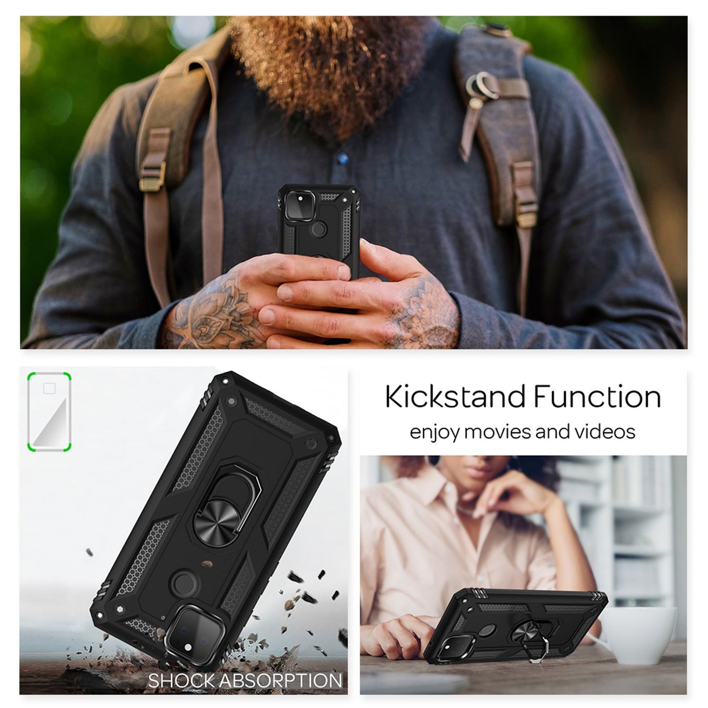 NALIA Ring Phone Case for Google Pixel 5, Scratch-Resistant Case Cover Phone Pouch