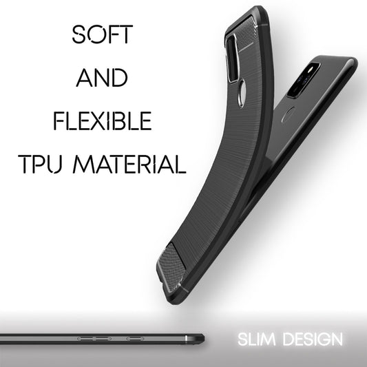 NALIA Phone Case for Google Pixel 5, Carbon Look Phone Case Cover Bumper TPU