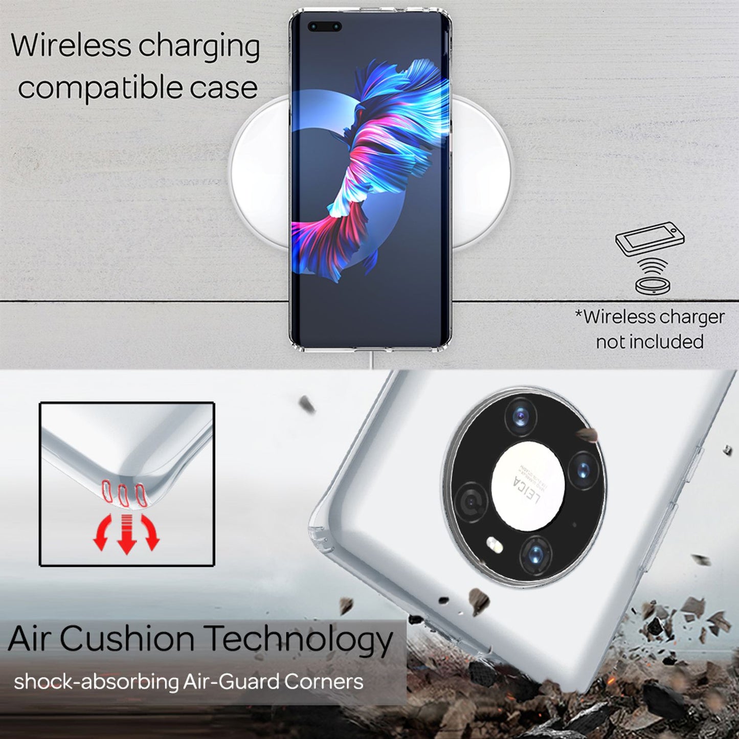 NALIA Clear Phone Case for Huawei Mate 40 Pro, Protective Case Cover Bumper