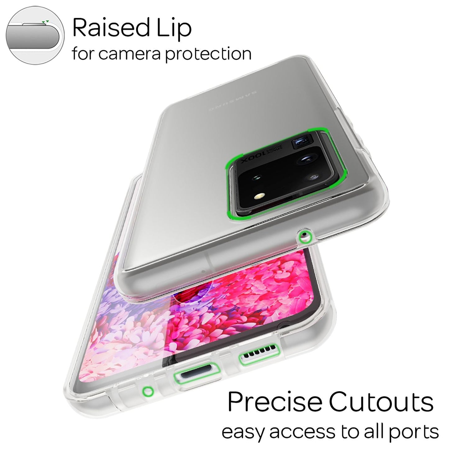 NALIA 360 símahulstur fyrir Samsung Galaxy S20 Ultra, gegnsætt hlífðarhulstur