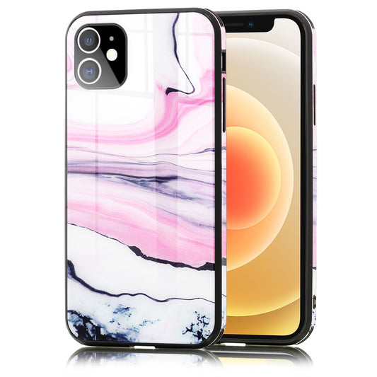 NALIA Marble hulstur fyrir iPhone 12 mini, 9H glerhulstur, rispuþolið símahulstur