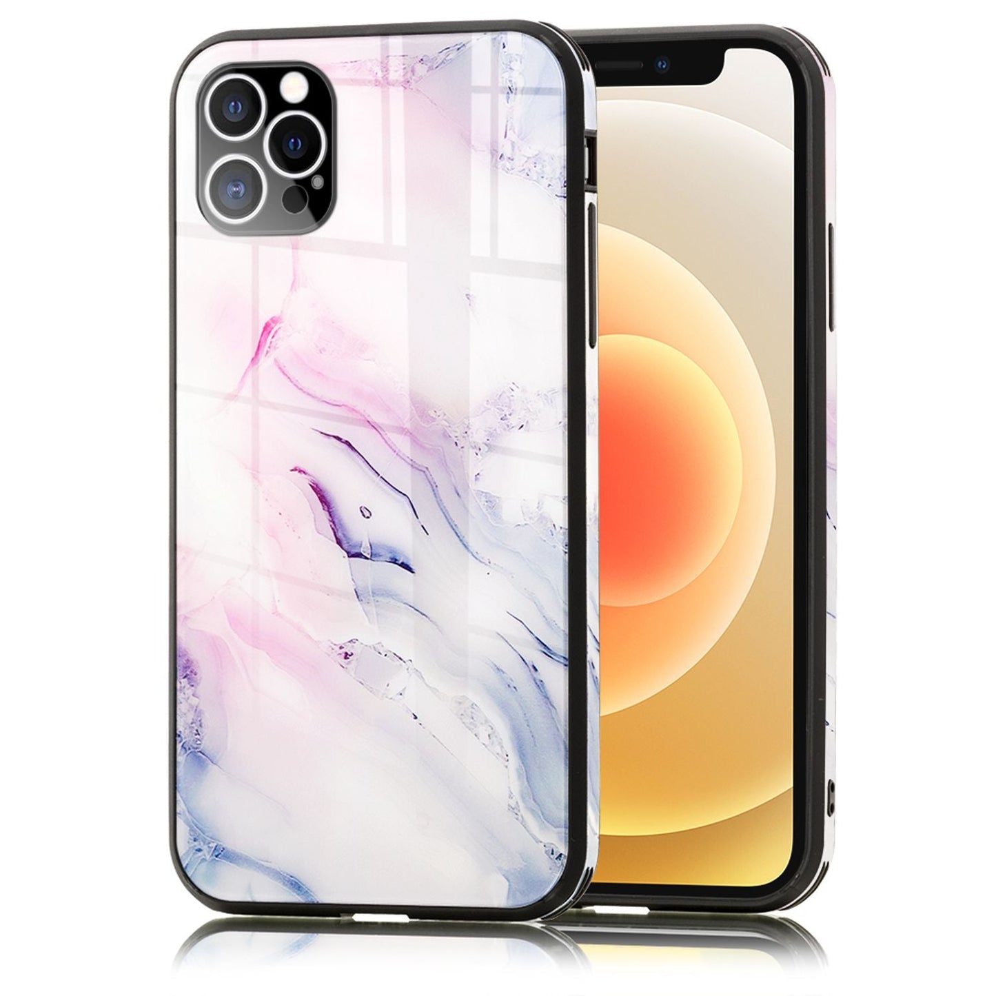 NALIA Marmor Case für iPhone 12 Pro Max, 9H Glas Cover Handy Hülle Schutz Tasche