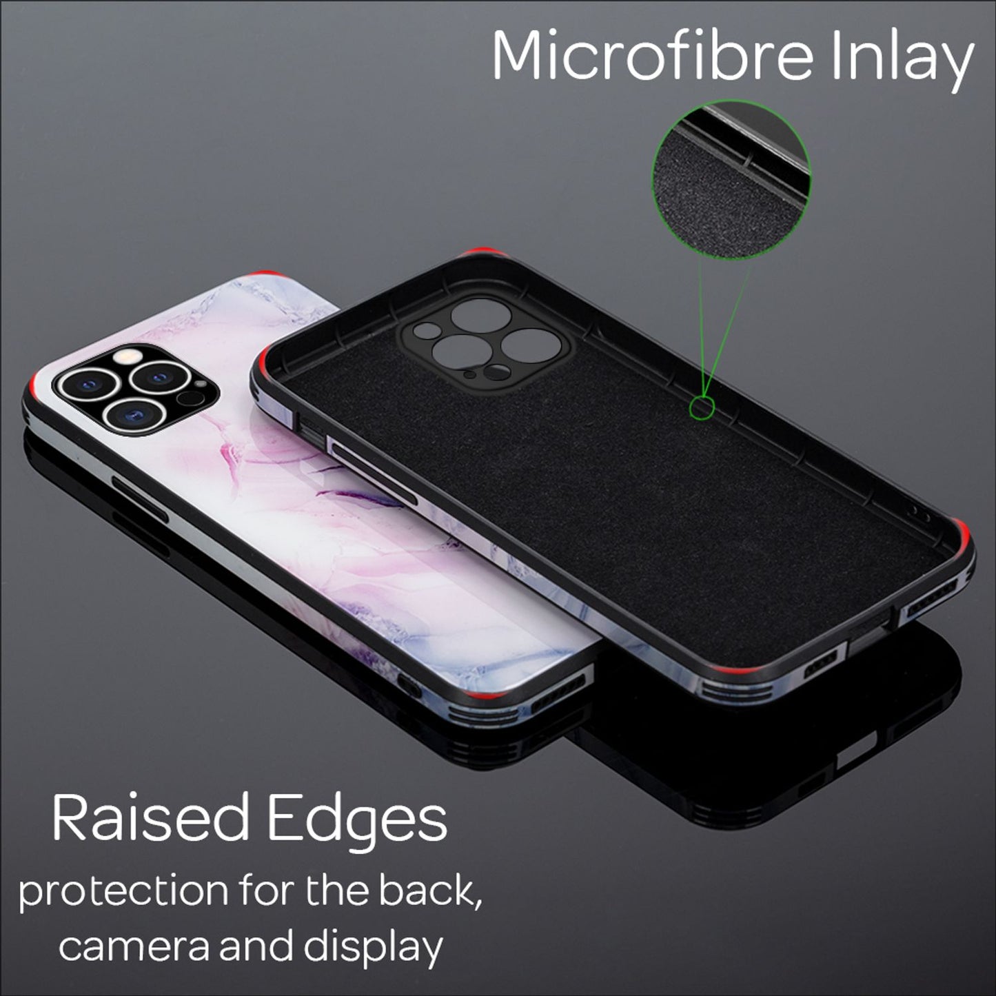 NALIA Marmor Case für iPhone 12 Pro Max, 9H Glas Cover Handy Hülle Schutz Tasche