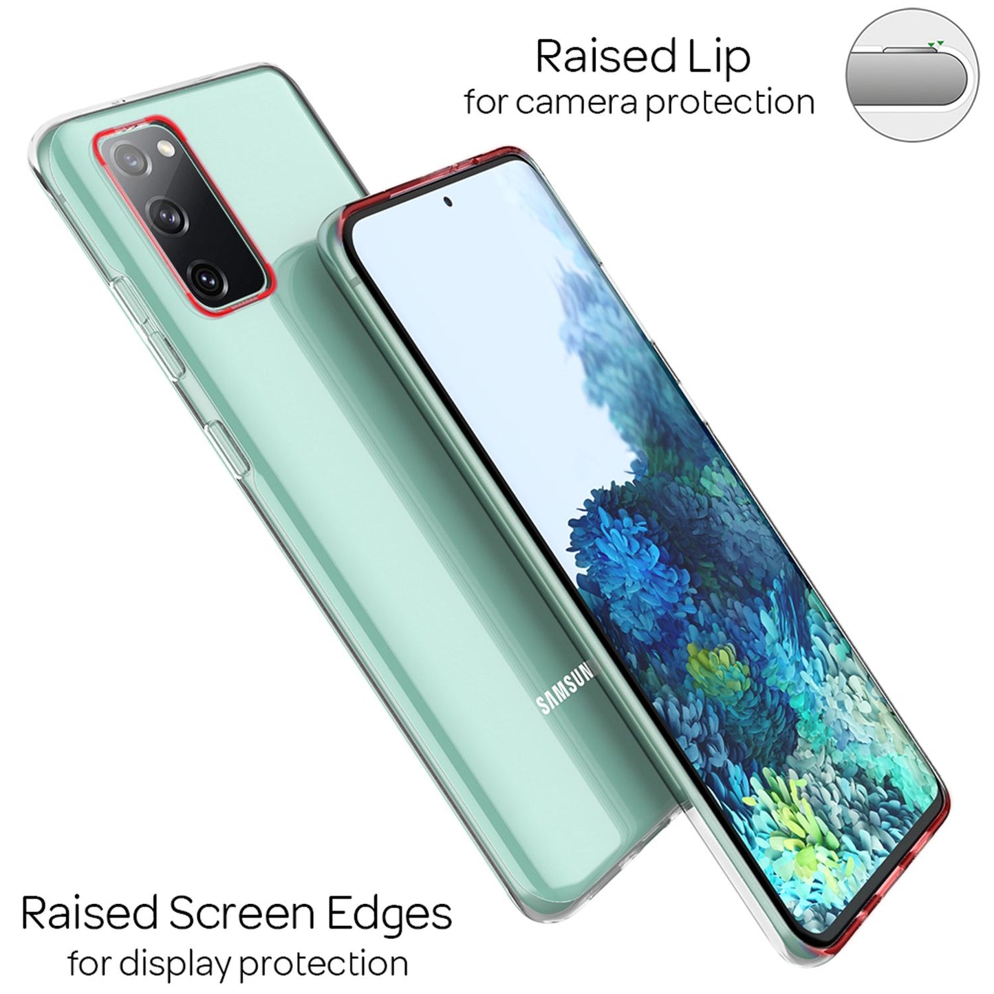 NALIA Phone Case for Samsung Galaxy S20 FE, Transparent Silicone Cover Case