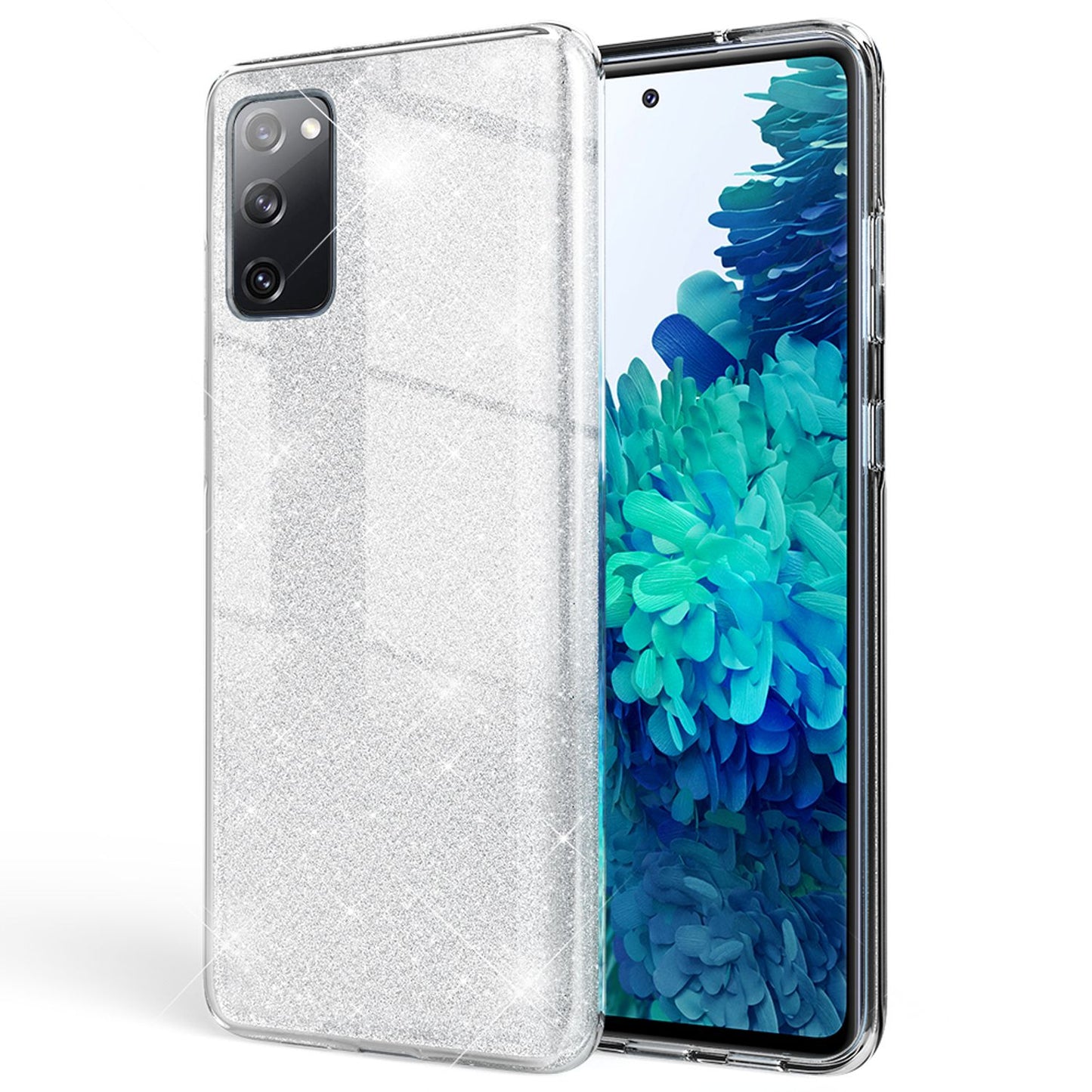 NALIA Glitzer Handyhülle für Samsung Galaxy S20 FE, Bling Handy Cover Schutz Case TPU