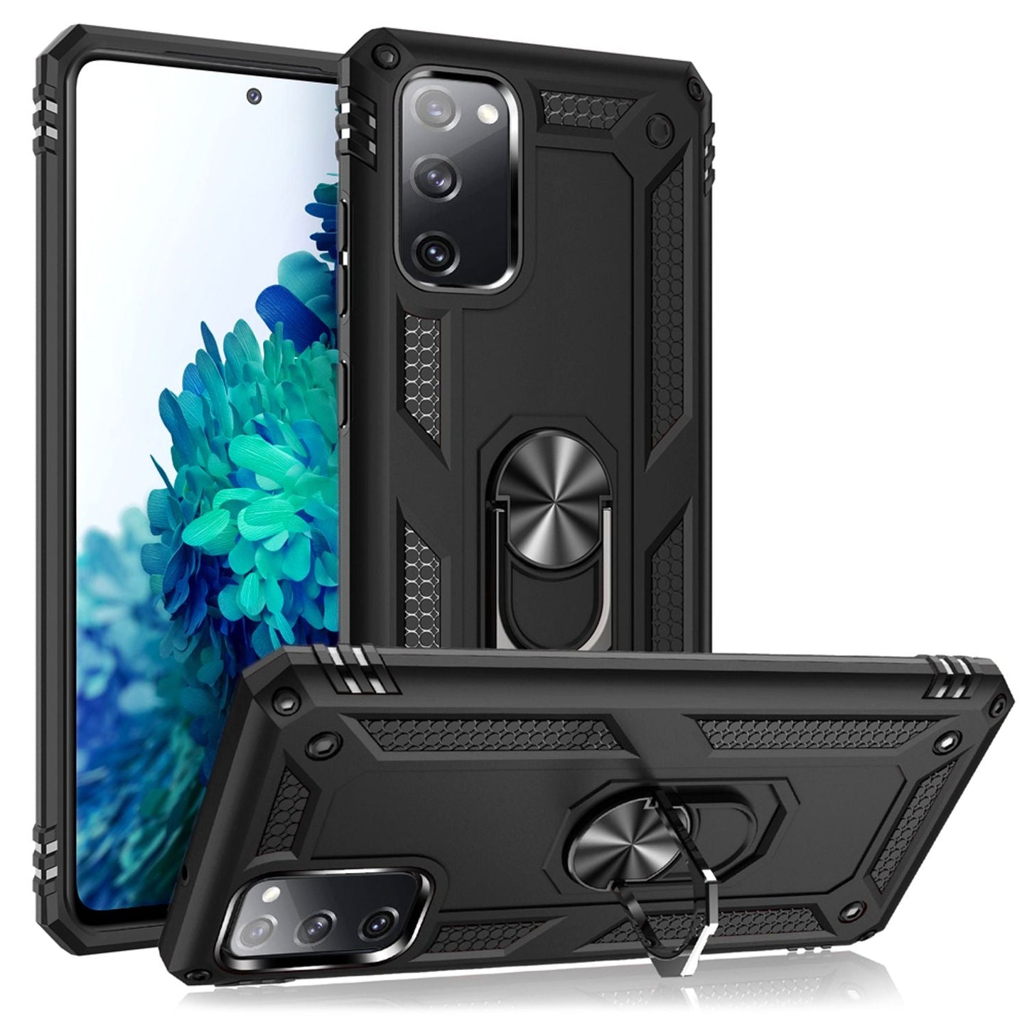 NALIA Ring Cover for Samsung Galaxy S20 FE, Robust Phone Case Protective Cover