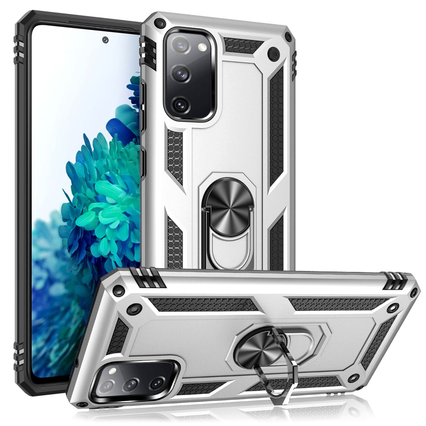 NALIA Ring Cover for Samsung Galaxy S20 FE, Robust Phone Case Protective Cover