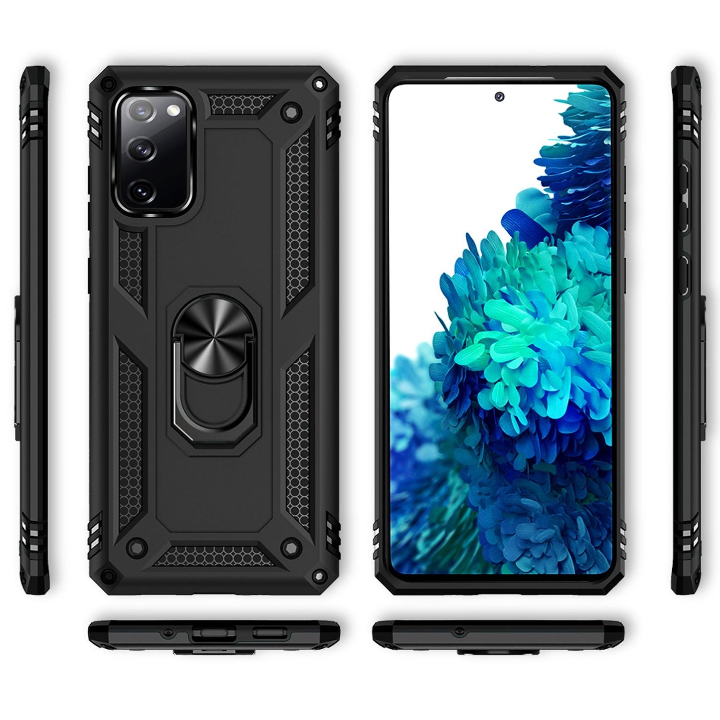 NALIA Ring Cover for Samsung Galaxy S20 FE, Robust Phone Case Protective Cover