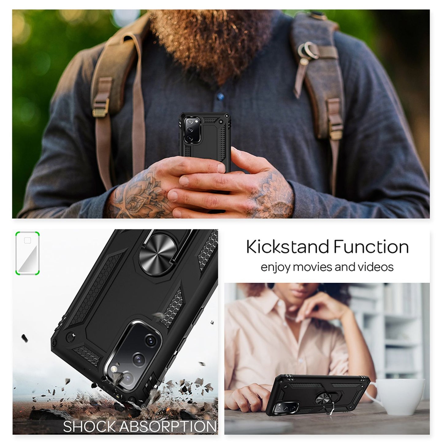 NALIA Ring Cover for Samsung Galaxy S20 FE, Robust Phone Case Protective Cover