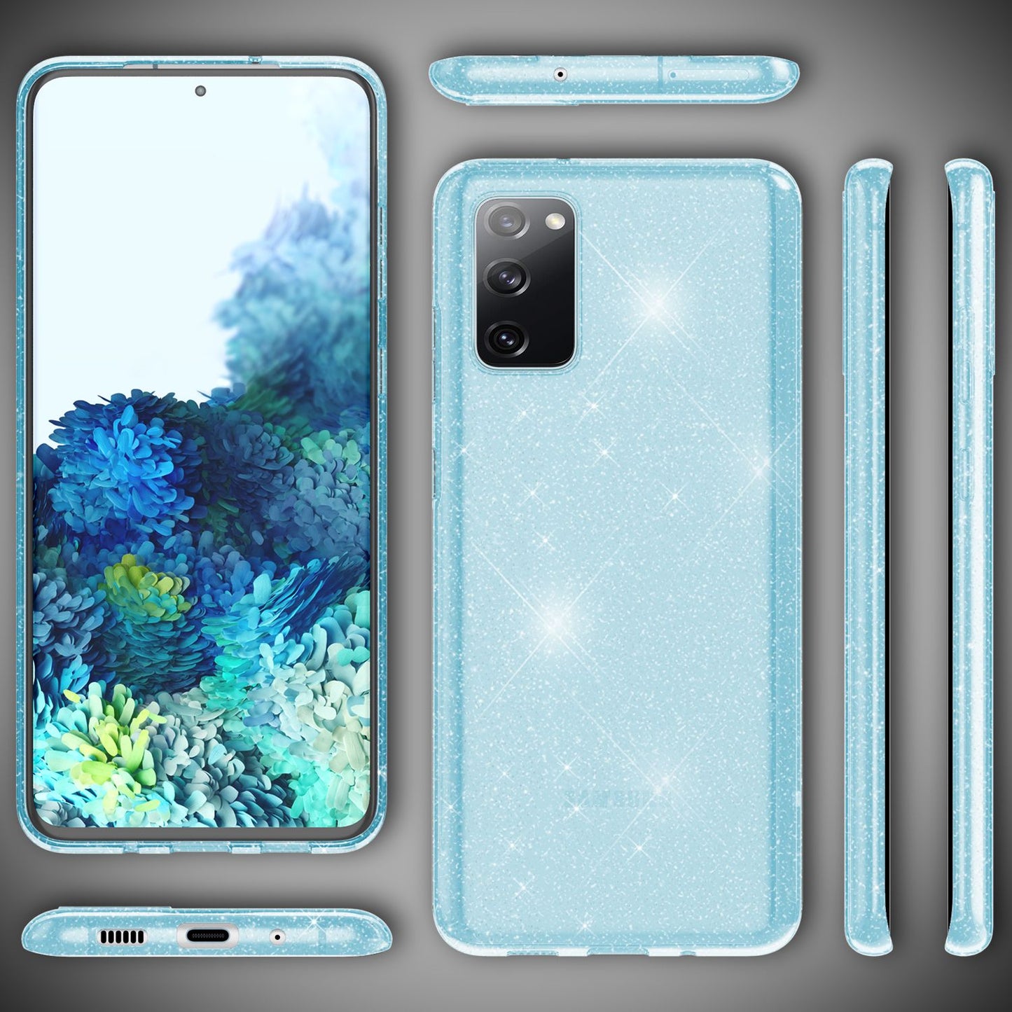 NALIA Glært glitrandi símahulstur fyrir Samsung Galaxy S20 FE, glitrandi símahulstur með bling-hlíf