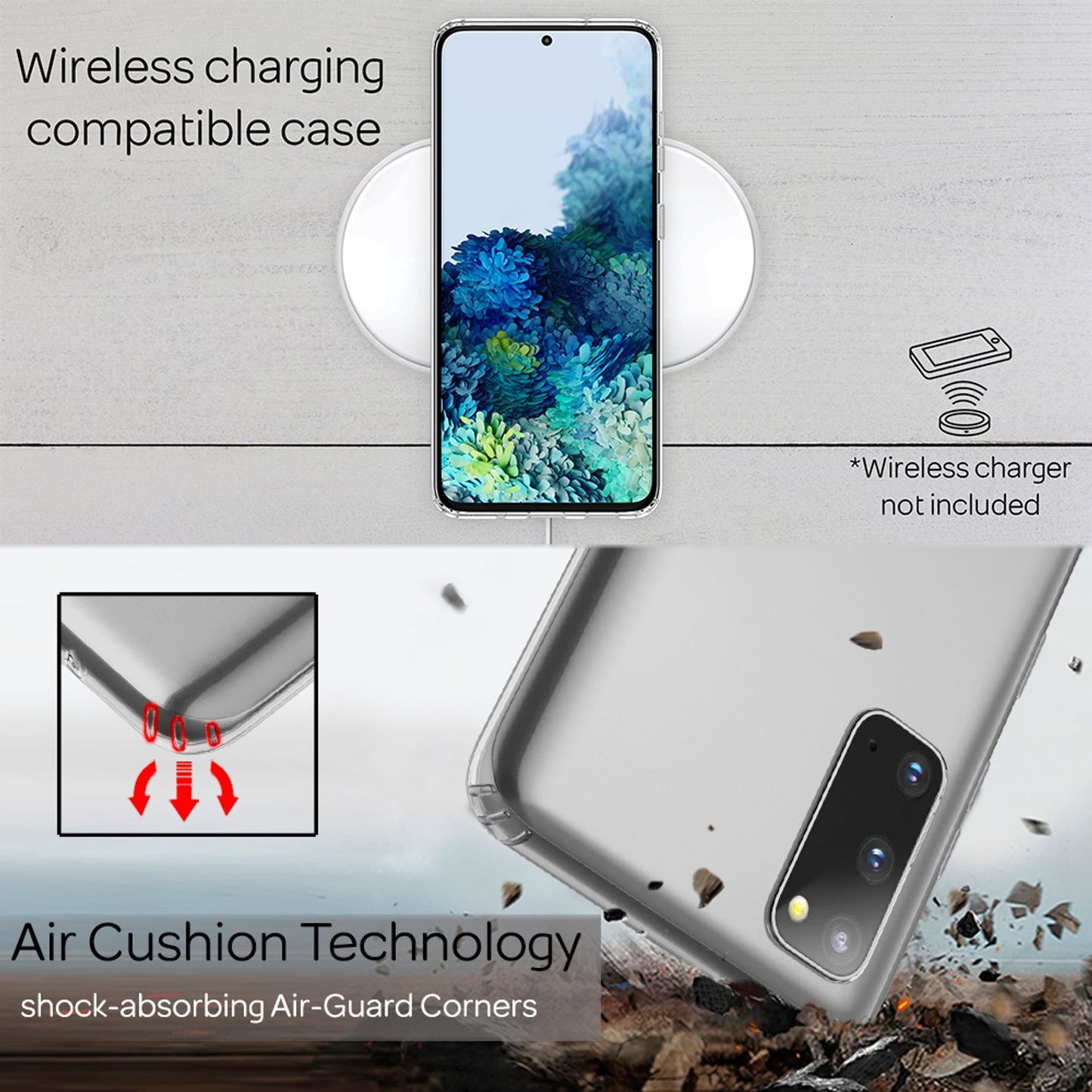 NALIA gegnsætt verndarhulstur fyrir Samsung Galaxy S20 / S20 5G, hart símahulstur