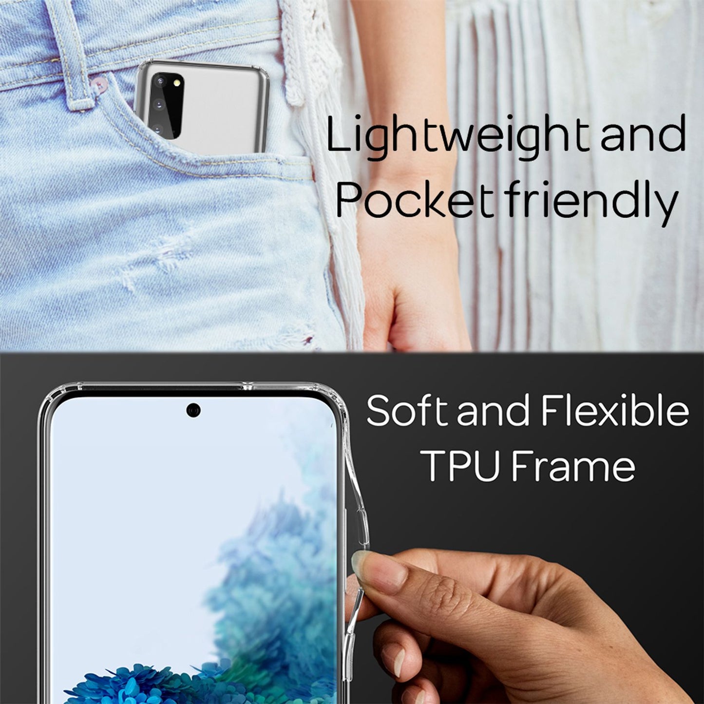 NALIA gegnsætt verndarhulstur fyrir Samsung Galaxy S20 / S20 5G, hart símahulstur