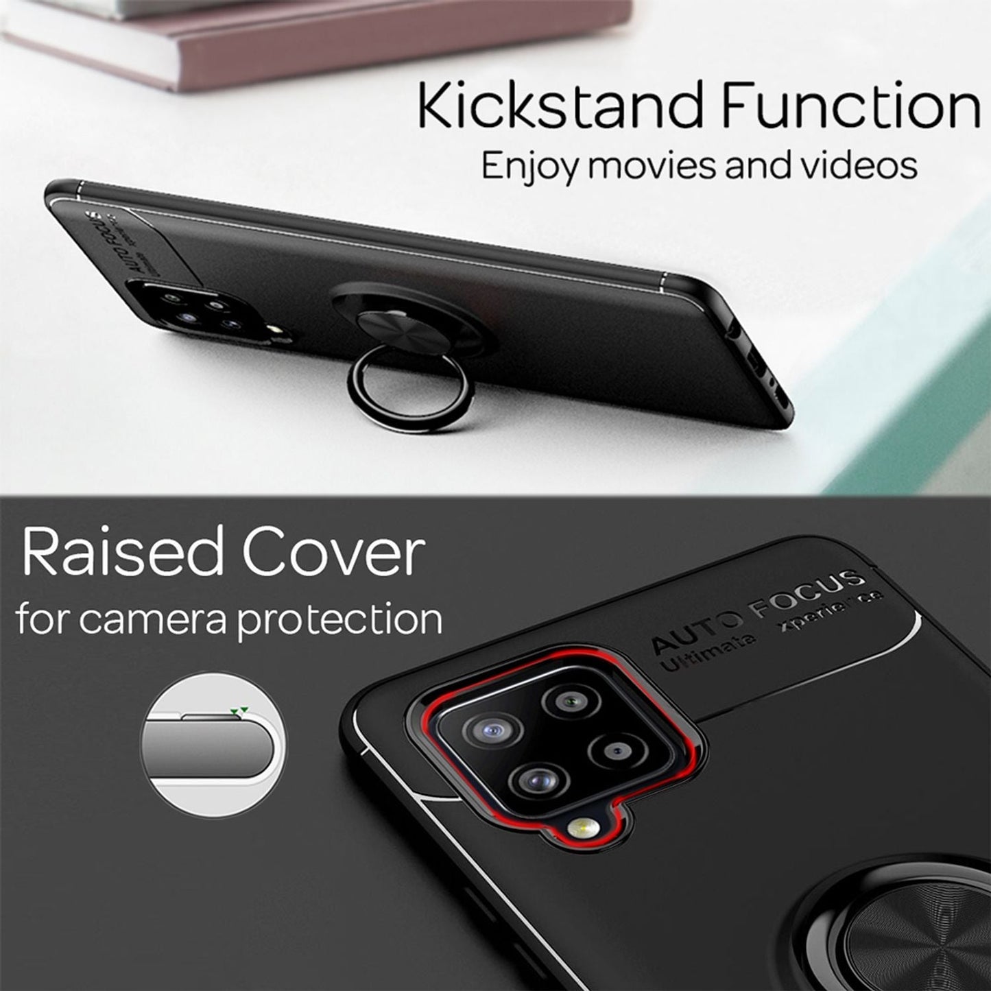 NALIA Ring símahulstur fyrir Samsung Galaxy A42 5G, símahulstur með hlífðarpoka