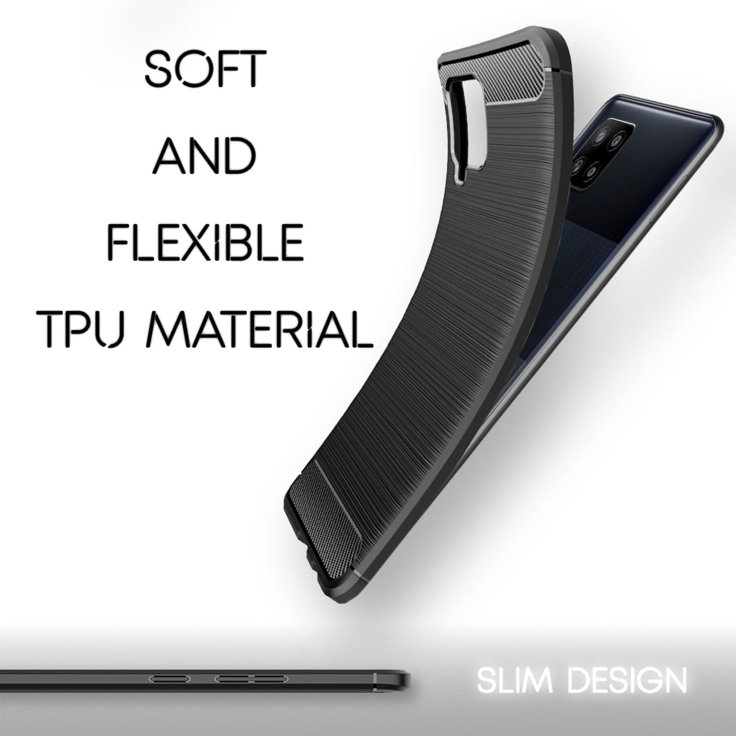 NALIA Carbon hulstur fyrir Samsung Galaxy A42 5G, sílikon símahulstur