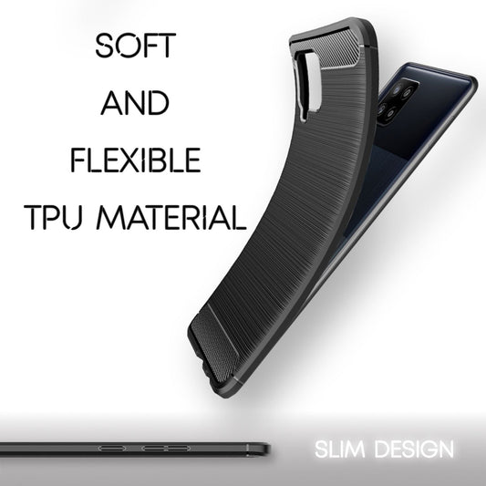 NALIA Carbon hulstur fyrir Samsung Galaxy A42 5G, sílikon símahulstur