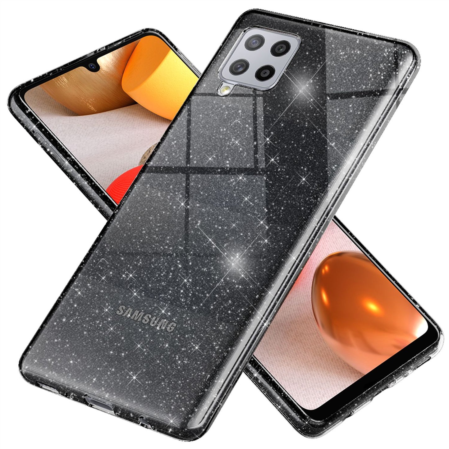 NALIA Clear Glitter Case for Samsung Galaxy A42 5G, Bling Phone Case Cover