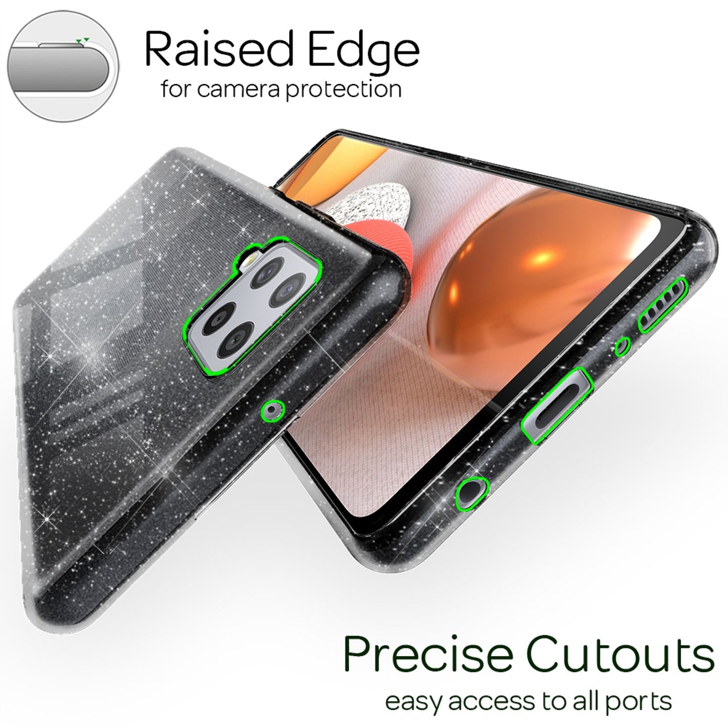 NALIA Clear Glitter Case for Samsung Galaxy A42 5G, Bling Phone Case Cover