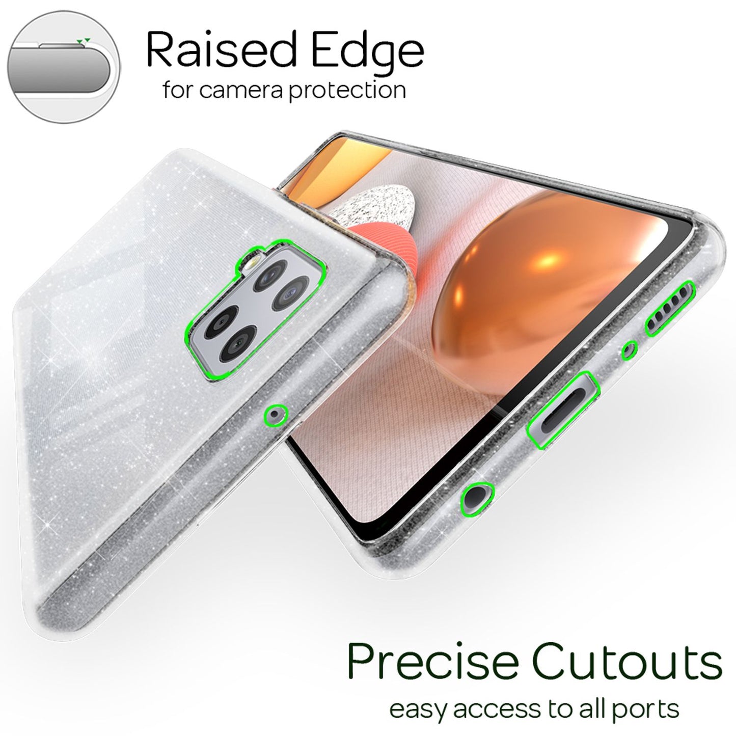 NALIA Clear Glitter Case for Samsung Galaxy A42 5G, Bling Phone Case Cover