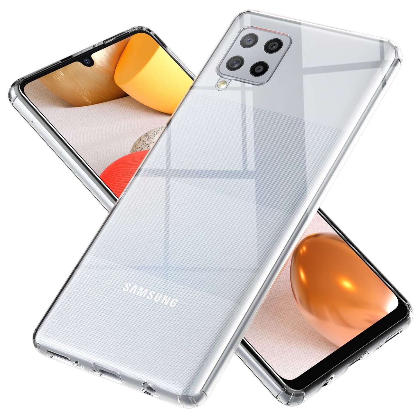 NALIA gegnsætt símahulstur fyrir Samsung Galaxy A42 5G, hart hulstur með gegnsæju loki