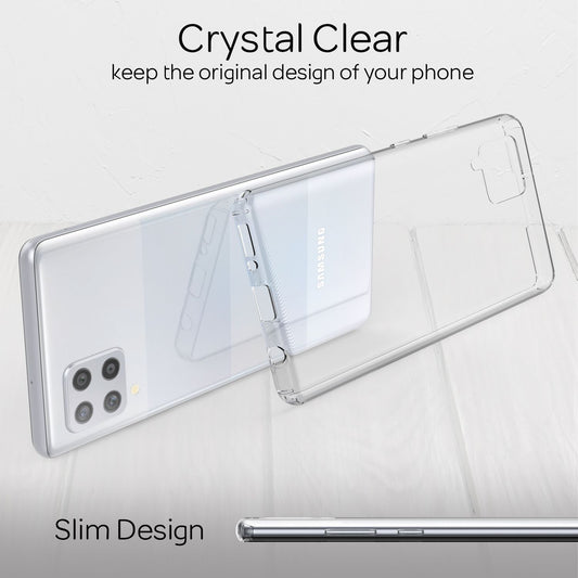 NALIA gegnsætt símahulstur fyrir Samsung Galaxy A42 5G, hart hulstur með gegnsæju loki