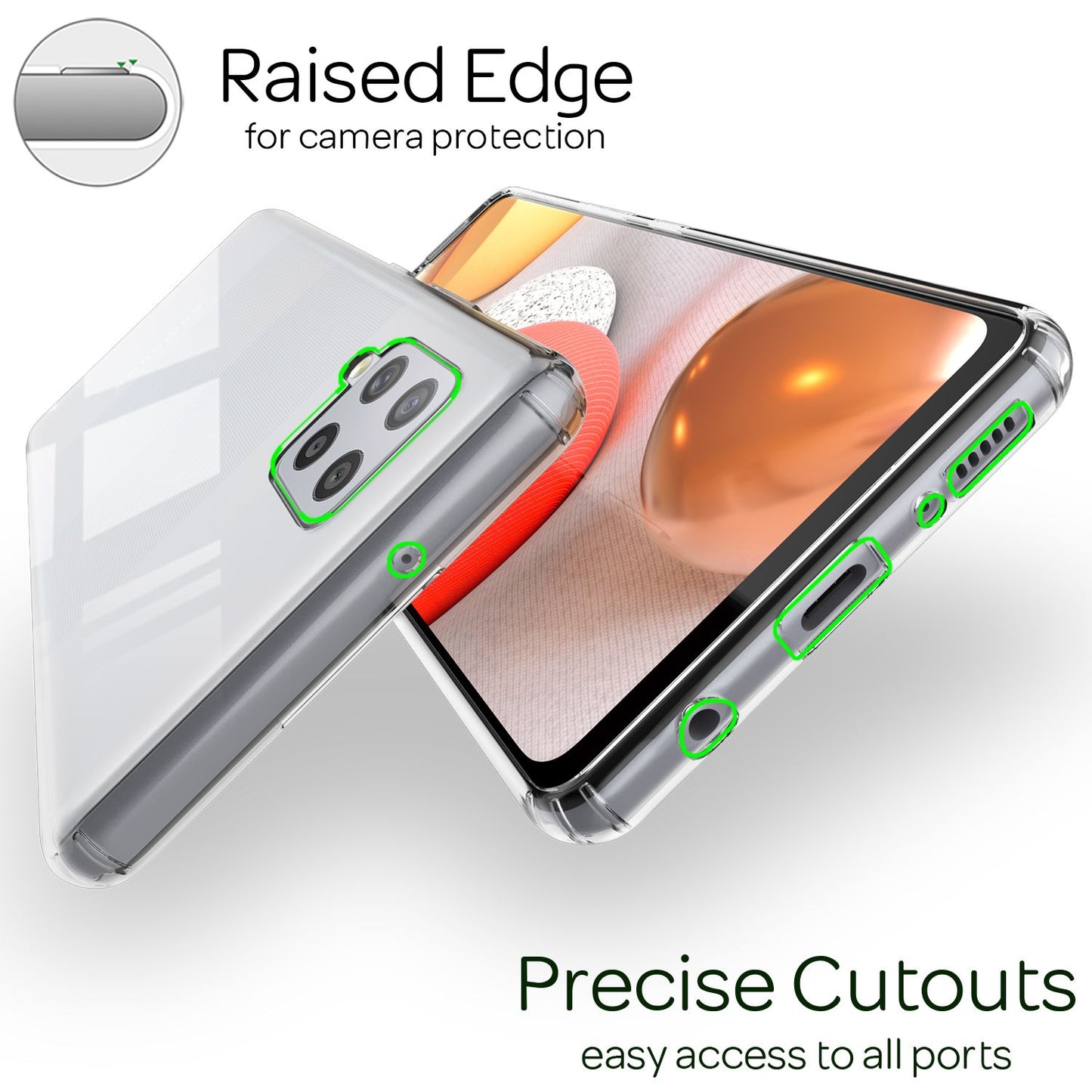 NALIA gegnsætt símahulstur fyrir Samsung Galaxy A42 5G, hart hulstur með gegnsæju loki