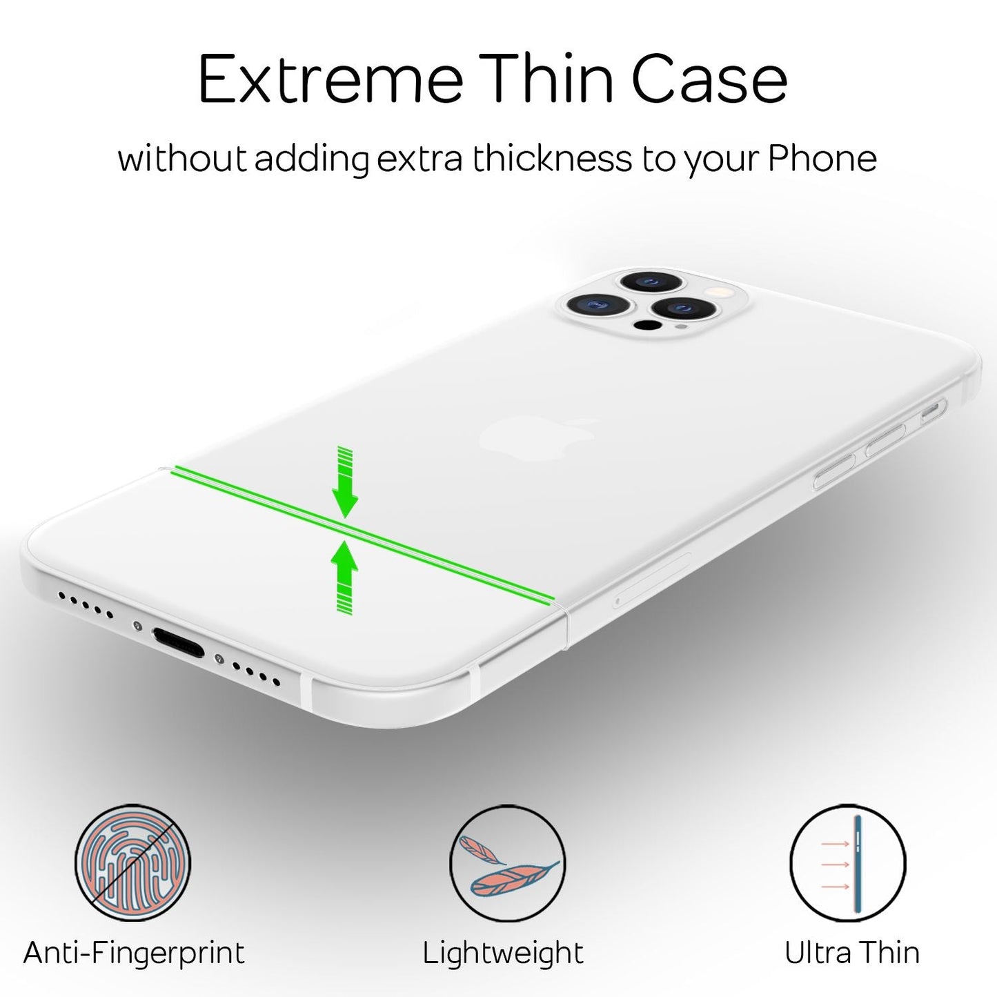 NALIA Extra Thin Hard Case fyrir iPhone 12 Pro, Ultra Thin Símahulstur