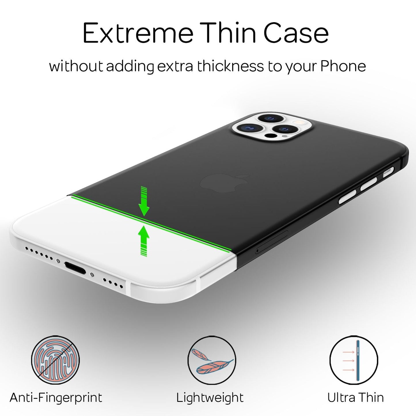 NALIA Extra Thin Hard Case fyrir iPhone 12 Pro Max, Ultra Thin Símahulstur