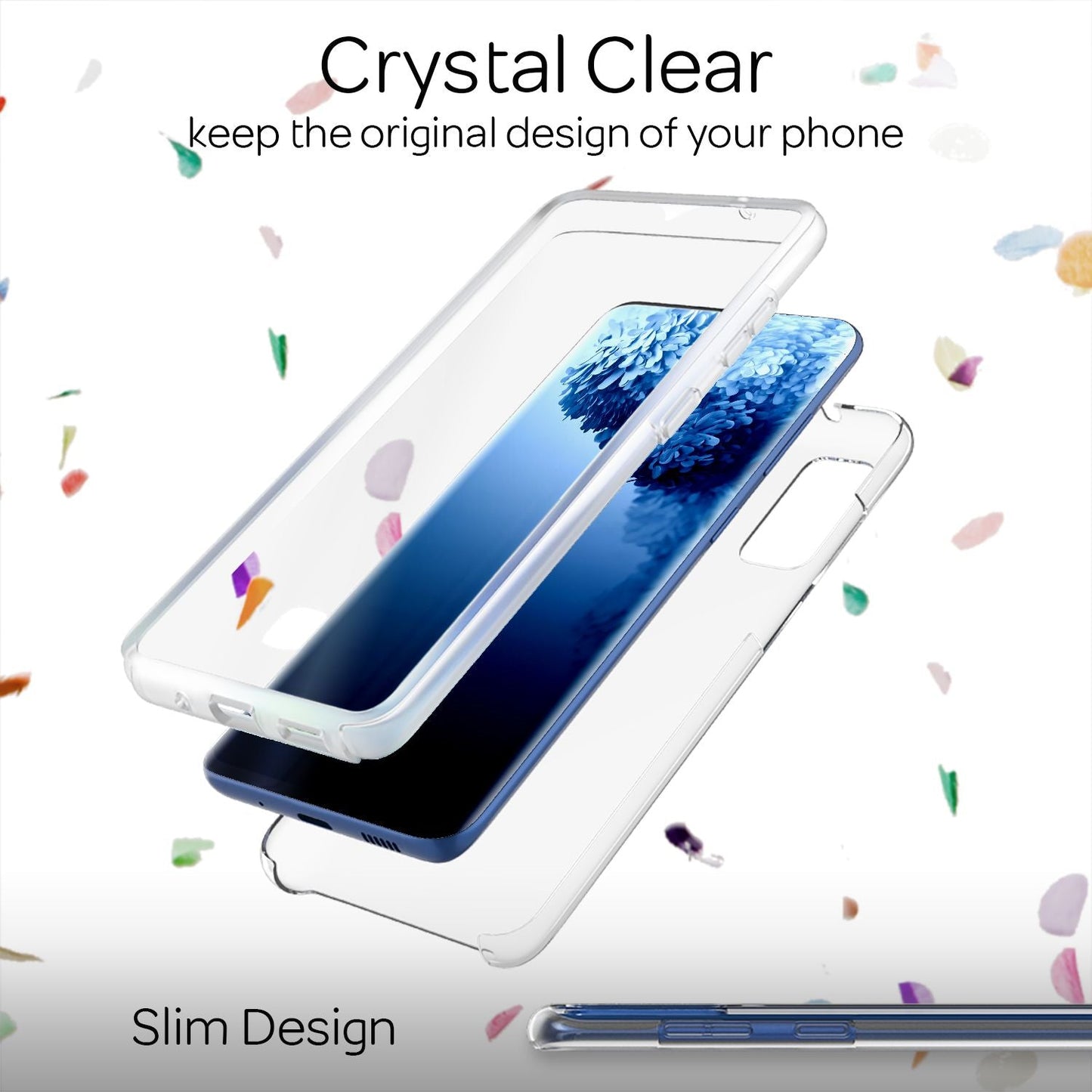 NALIA 360° Handy Hülle für Samsung Galaxy S20 FE, Clear Case Schutz Cover Etui