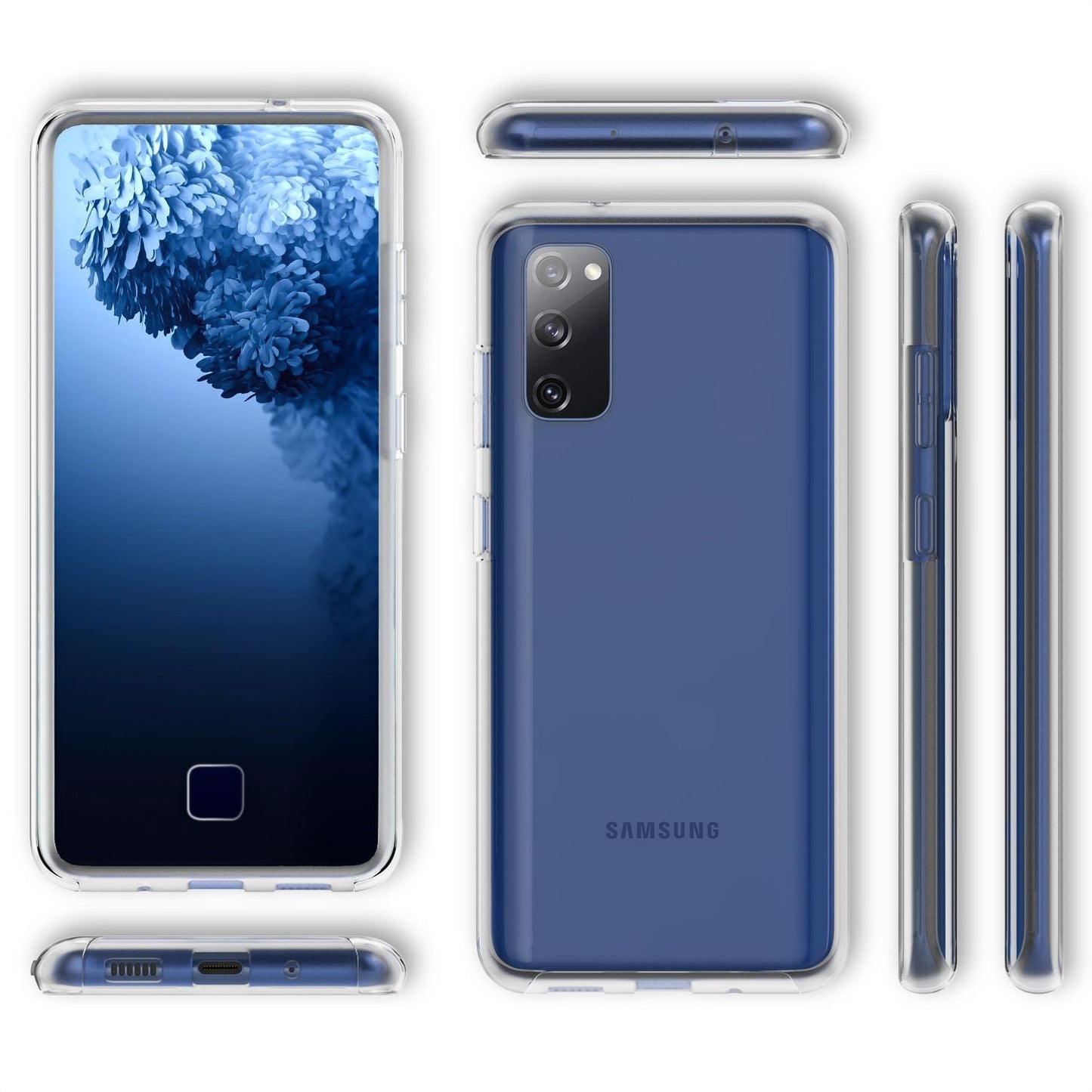 NALIA 360° Handy Hülle für Samsung Galaxy S20 FE, Clear Case Schutz Cover Etui