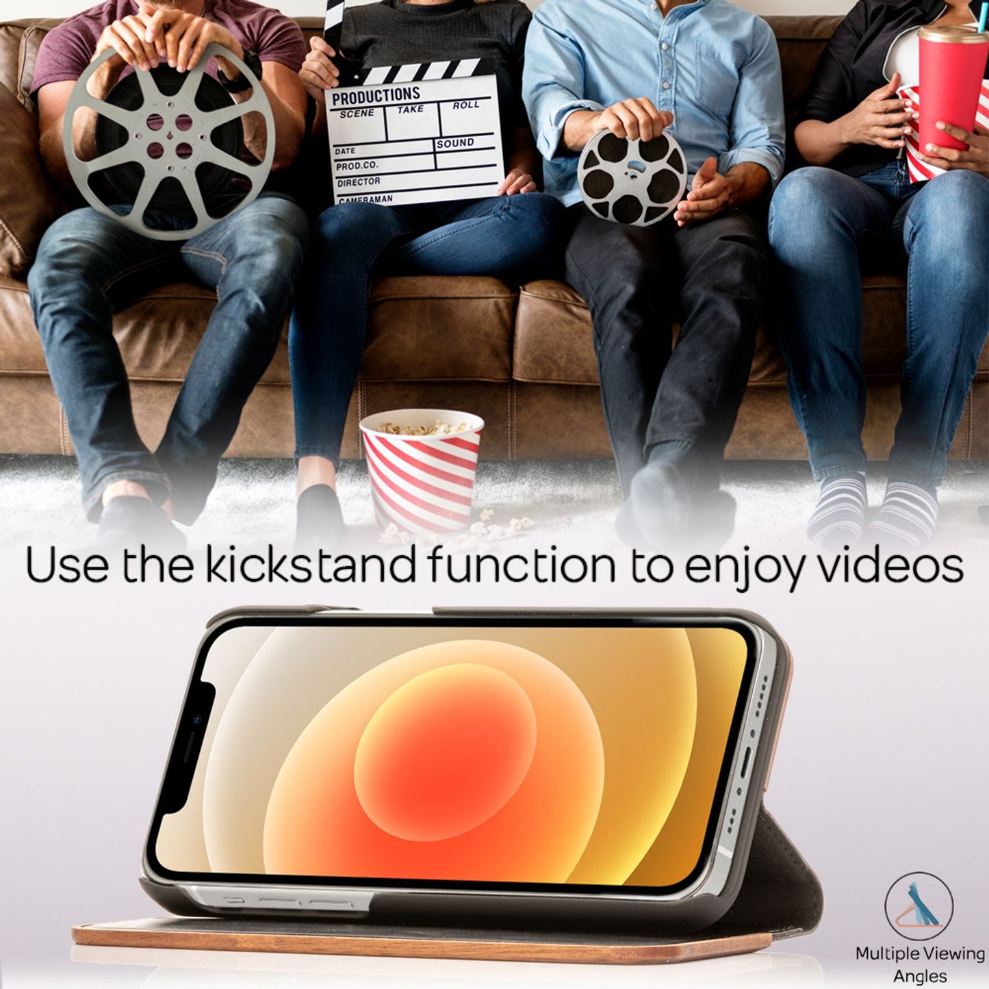 NALIA Real Wood Flip Case for iPhone 12 Pro / iPhone 12, Wood Phone Case Cover