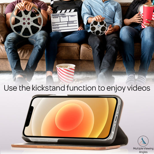 NALIA Real Wood Flip Case for iPhone 12 Pro Max, Wood Case Phone Cover Bumper