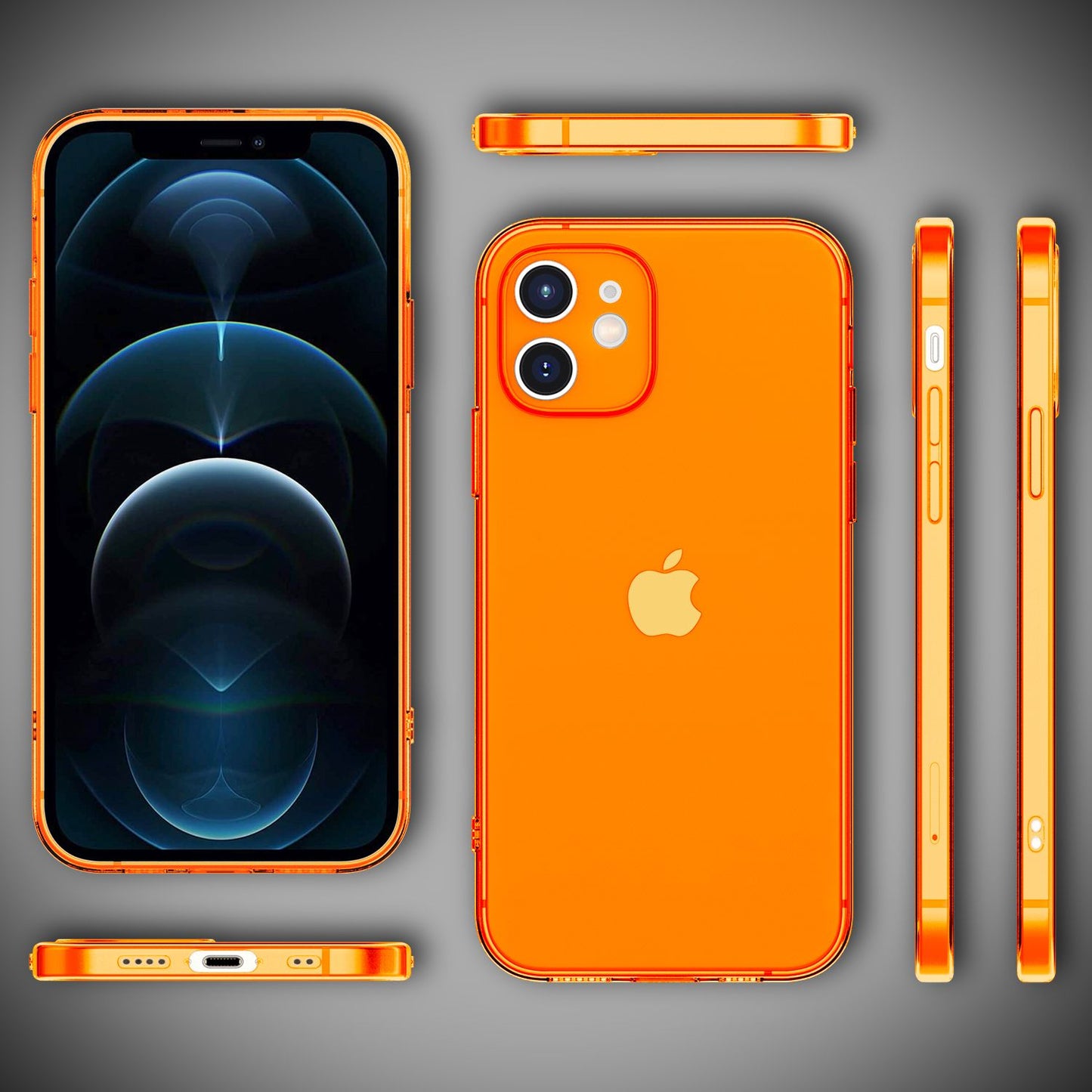 NALIA Clear Neon Phone Case for iPhone 12 Mini, Colorful Transparent Cover Case