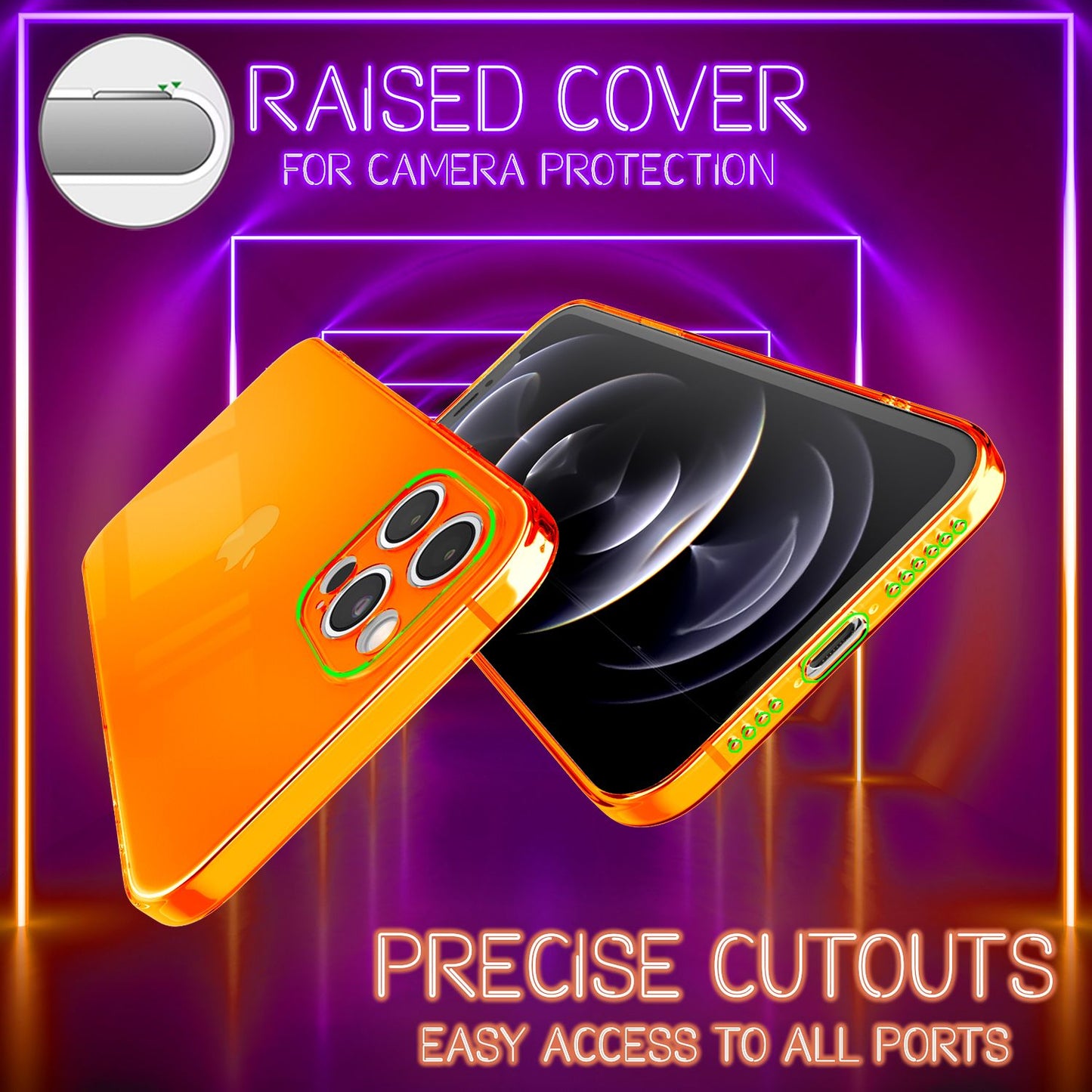 NALIA gegnsætt neon símahulstur fyrir iPhone 12 Pro Max, litríkt gegnsætt hulstur