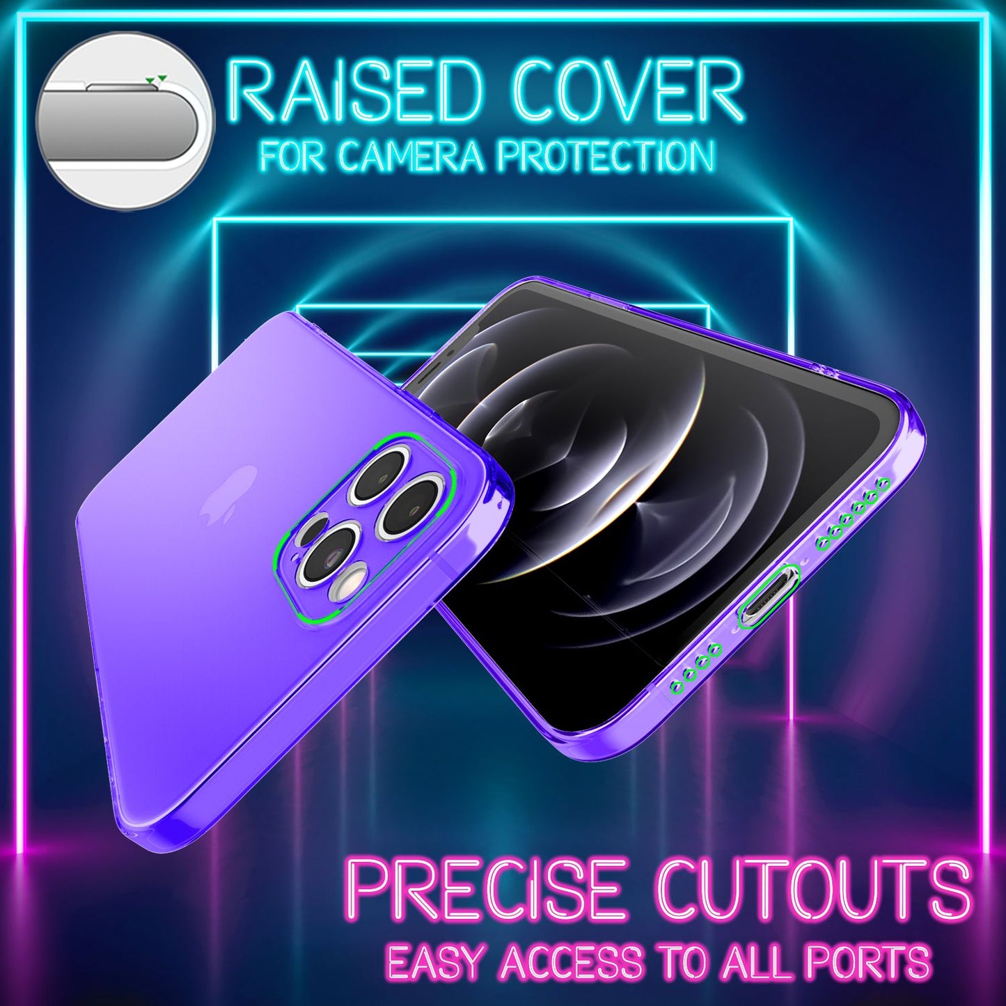 NALIA gegnsætt neon símahulstur fyrir iPhone 12 Pro Max, litríkt gegnsætt hulstur