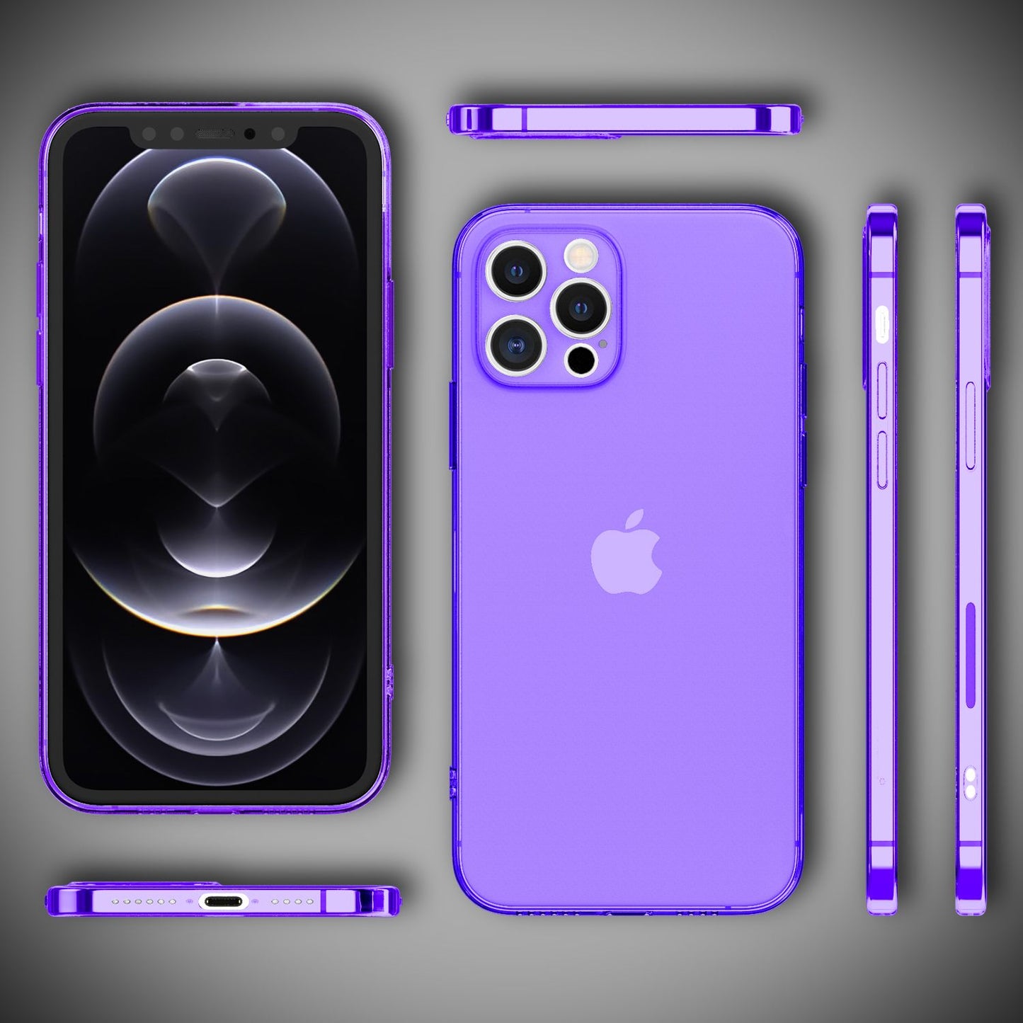 NALIA gegnsætt neon símahulstur fyrir iPhone 12 Pro Max, litríkt gegnsætt hulstur