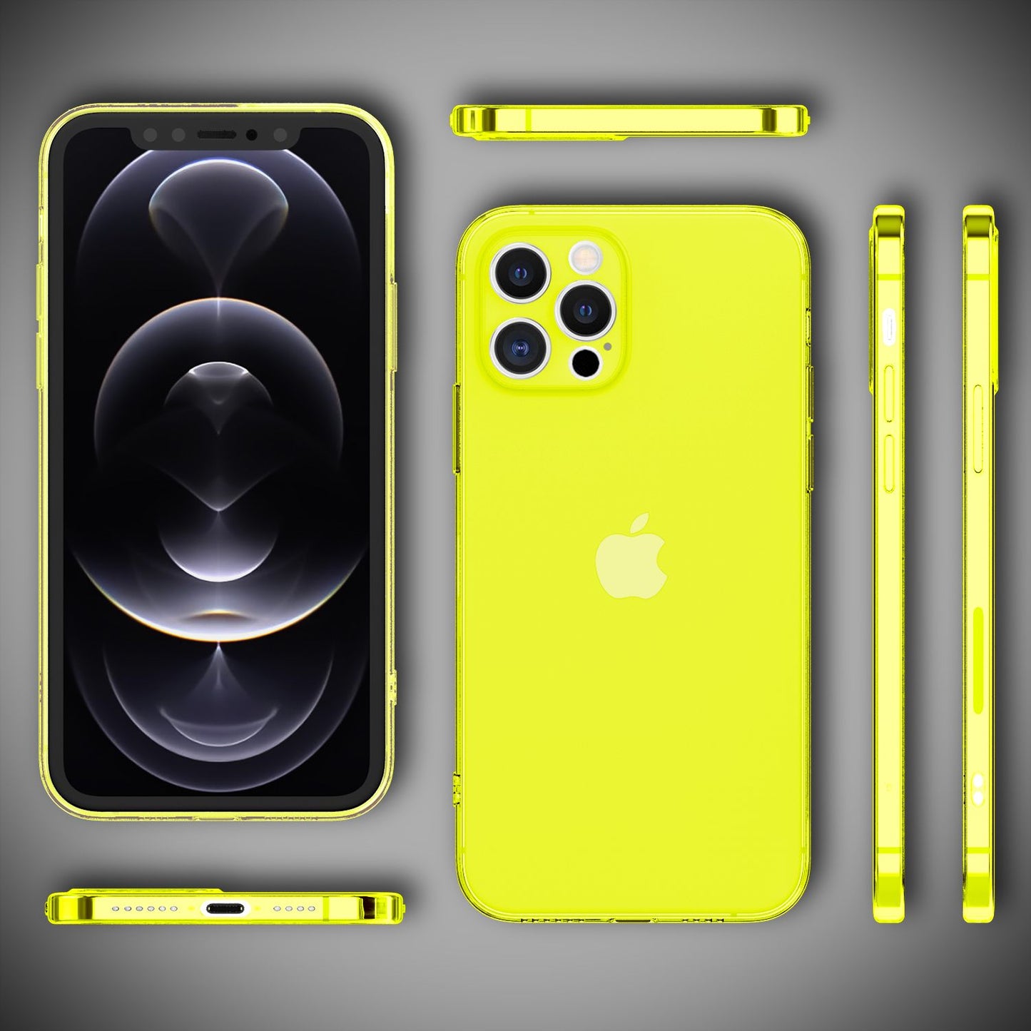 NALIA gegnsætt neon símahulstur fyrir iPhone 12 Pro Max, litríkt gegnsætt hulstur