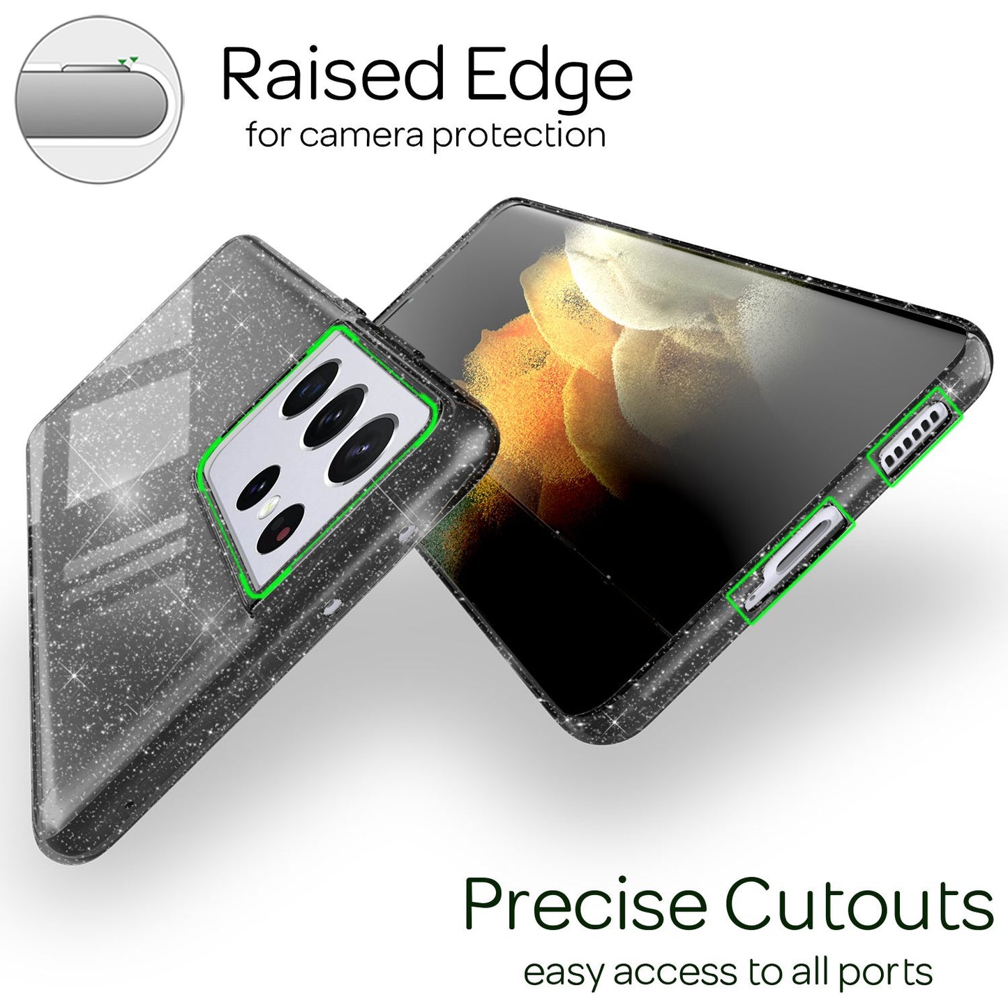NALIA glitrandi símahulstur fyrir Samsung Galaxy S21 Ultra, verndandi hulstur