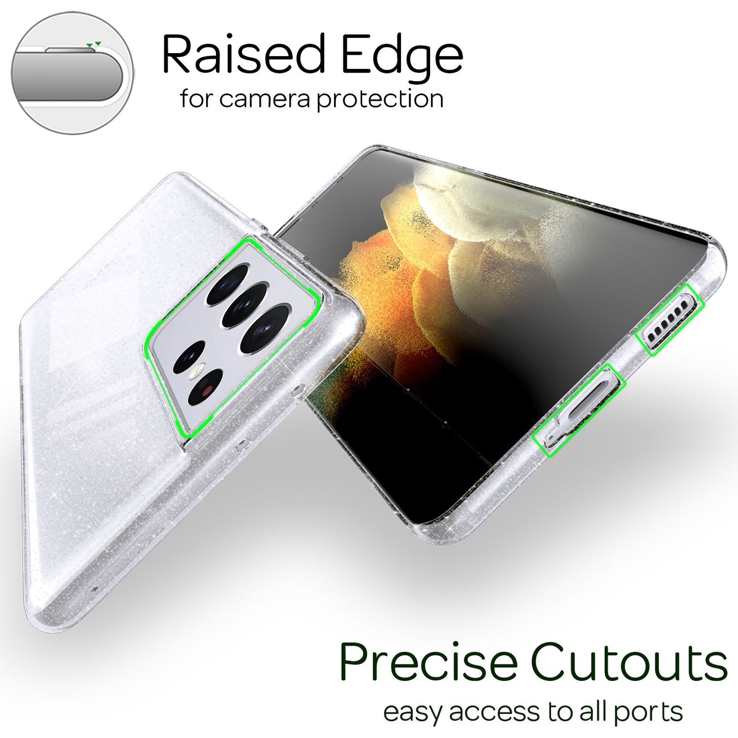 NALIA glitrandi símahulstur fyrir Samsung Galaxy S21 Ultra, verndandi hulstur