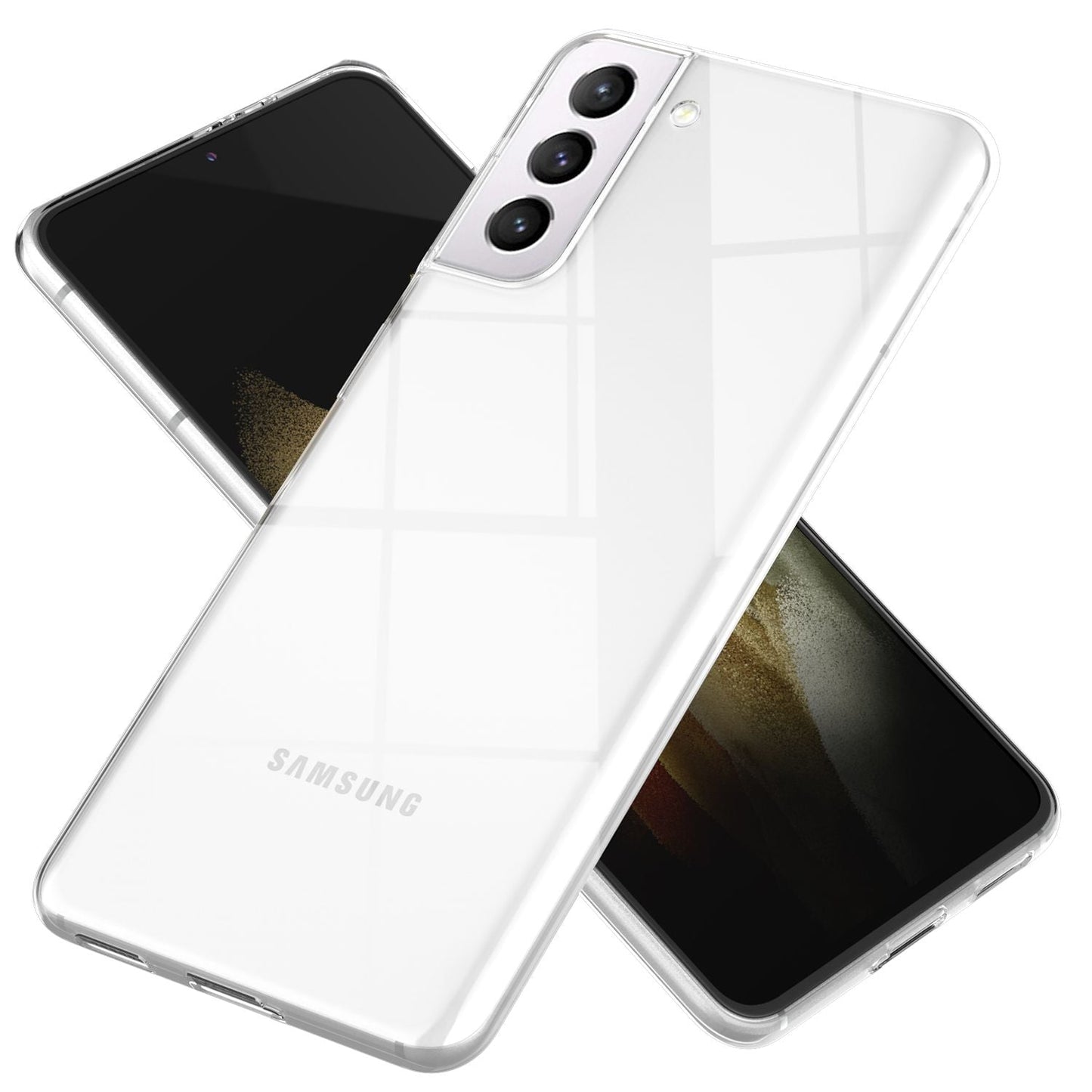 NALIA Phone Case for Samsung Galaxy S21, Transparent Silicone Protective Bumper