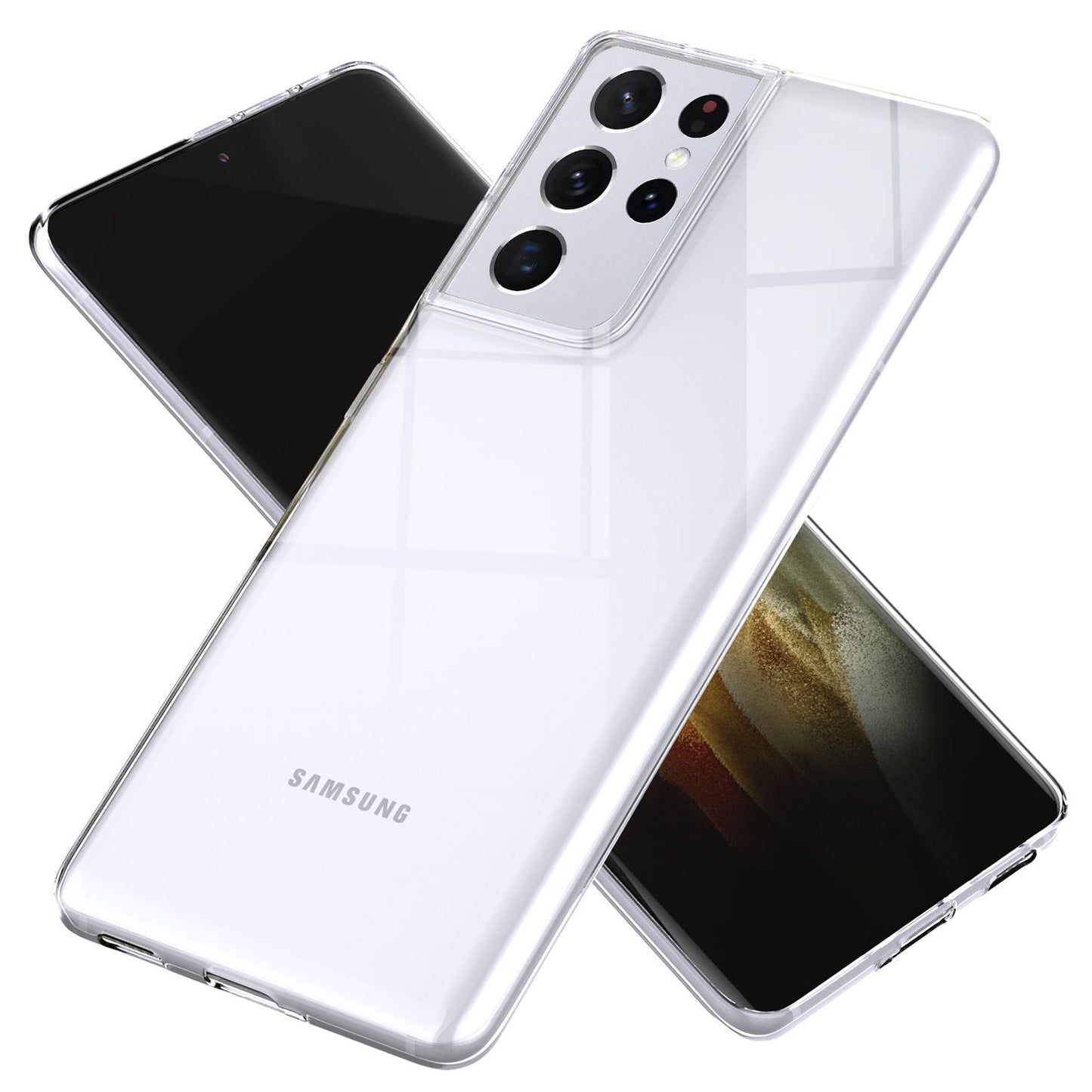 NALIA símahulstur fyrir Samsung Galaxy S21 Ultra, gegnsætt sílikonhlífðarhulstur