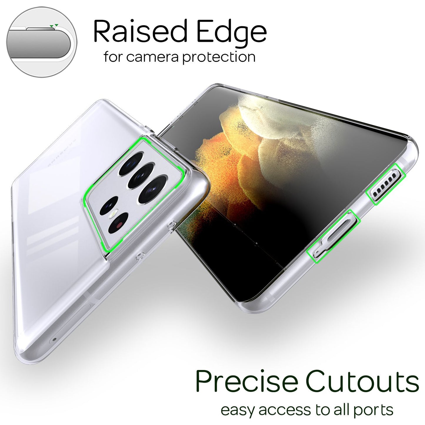 NALIA símahulstur fyrir Samsung Galaxy S21 Ultra, gegnsætt sílikonhlífðarhulstur