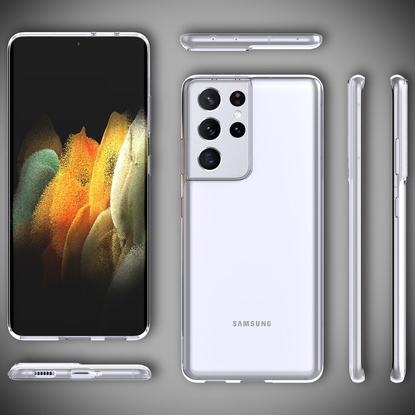 NALIA símahulstur fyrir Samsung Galaxy S21 Ultra, gegnsætt sílikonhlífðarhulstur