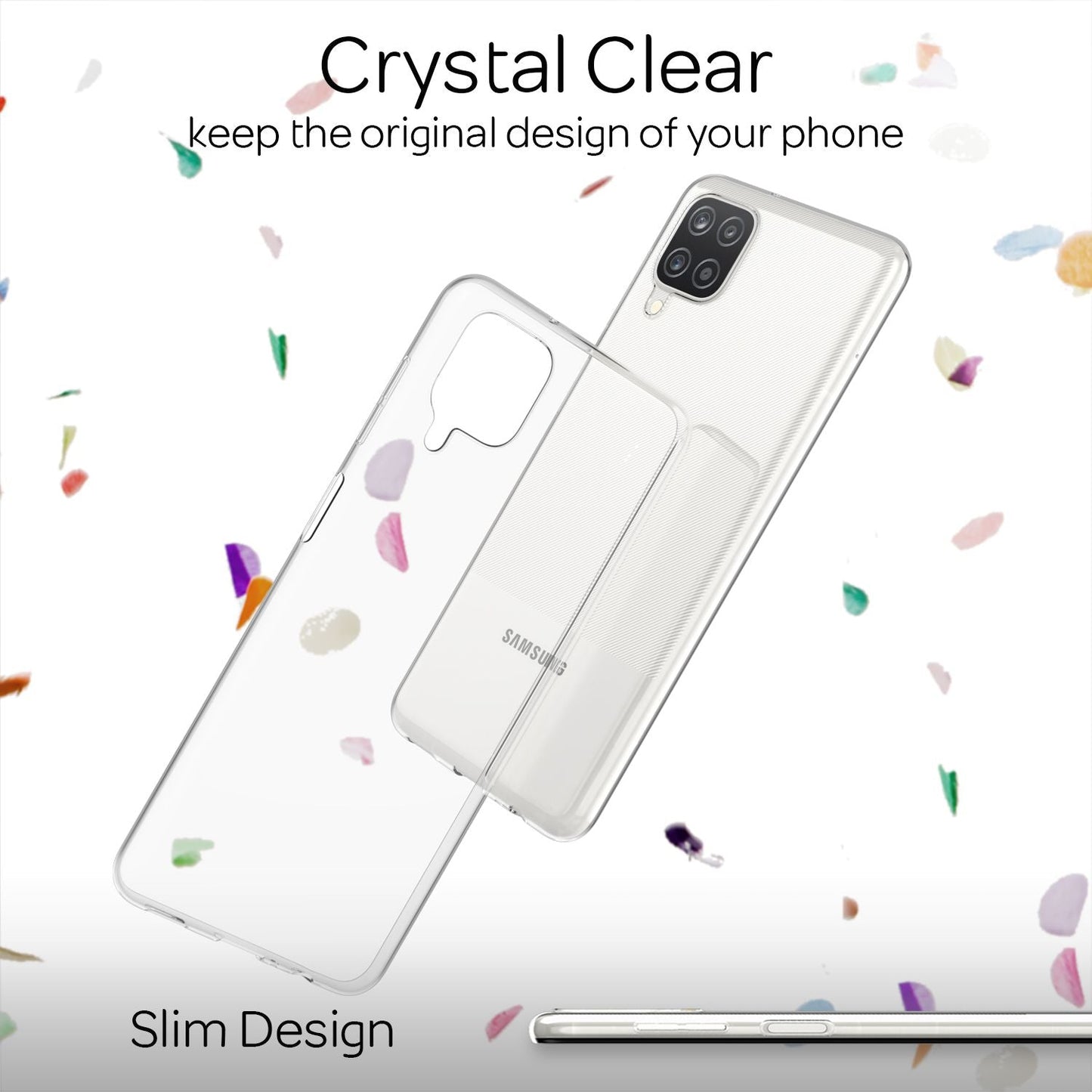 NALIA Clear Phone Case for Samsung Galaxy A12, Transparent Cover Protective Case