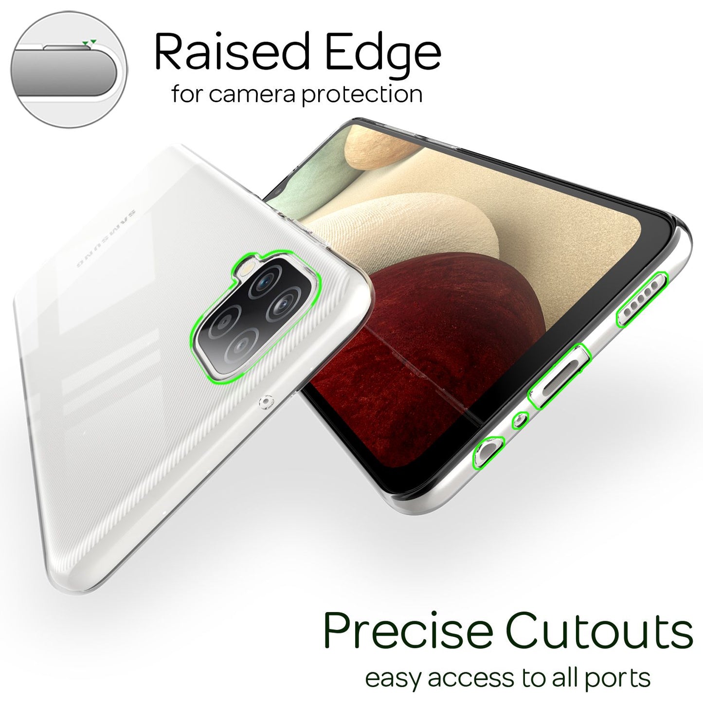 NALIA Clear Phone Case for Samsung Galaxy A12, Transparent Cover Protective Case