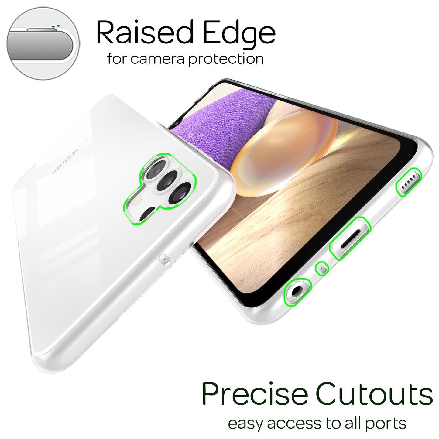 NALIA Phone Case for Samsung Galaxy A32 5G, Transparent Cover Protective Case