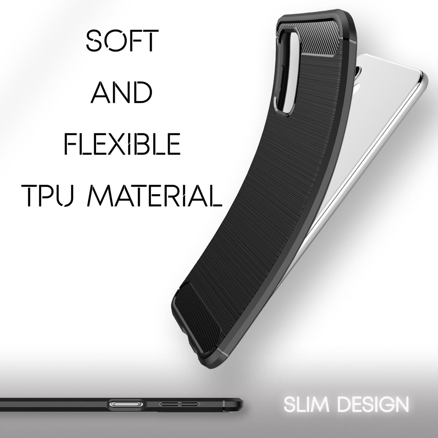 NALIA Design símahulstur fyrir Samsung Galaxy A32 5G, kolefnisútlit hulstur með stuðara