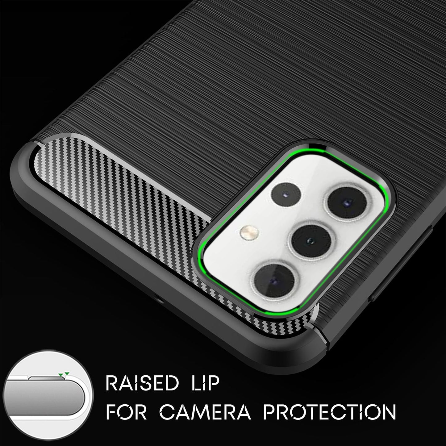 NALIA Design símahulstur fyrir Samsung Galaxy A32 5G, kolefnisútlit hulstur með stuðara