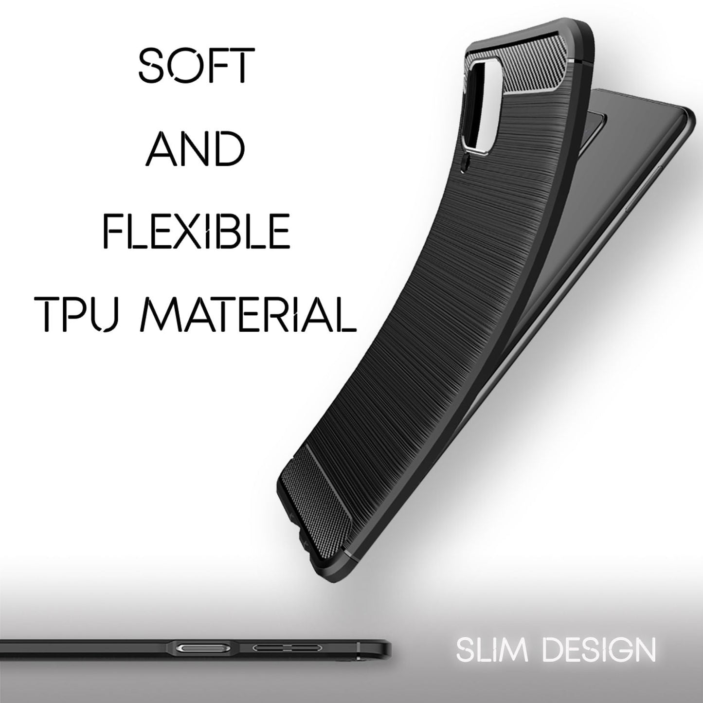 NALIA Design Phone Case for Samsung Galaxy A12, Carbon Look Case Cover Bumper